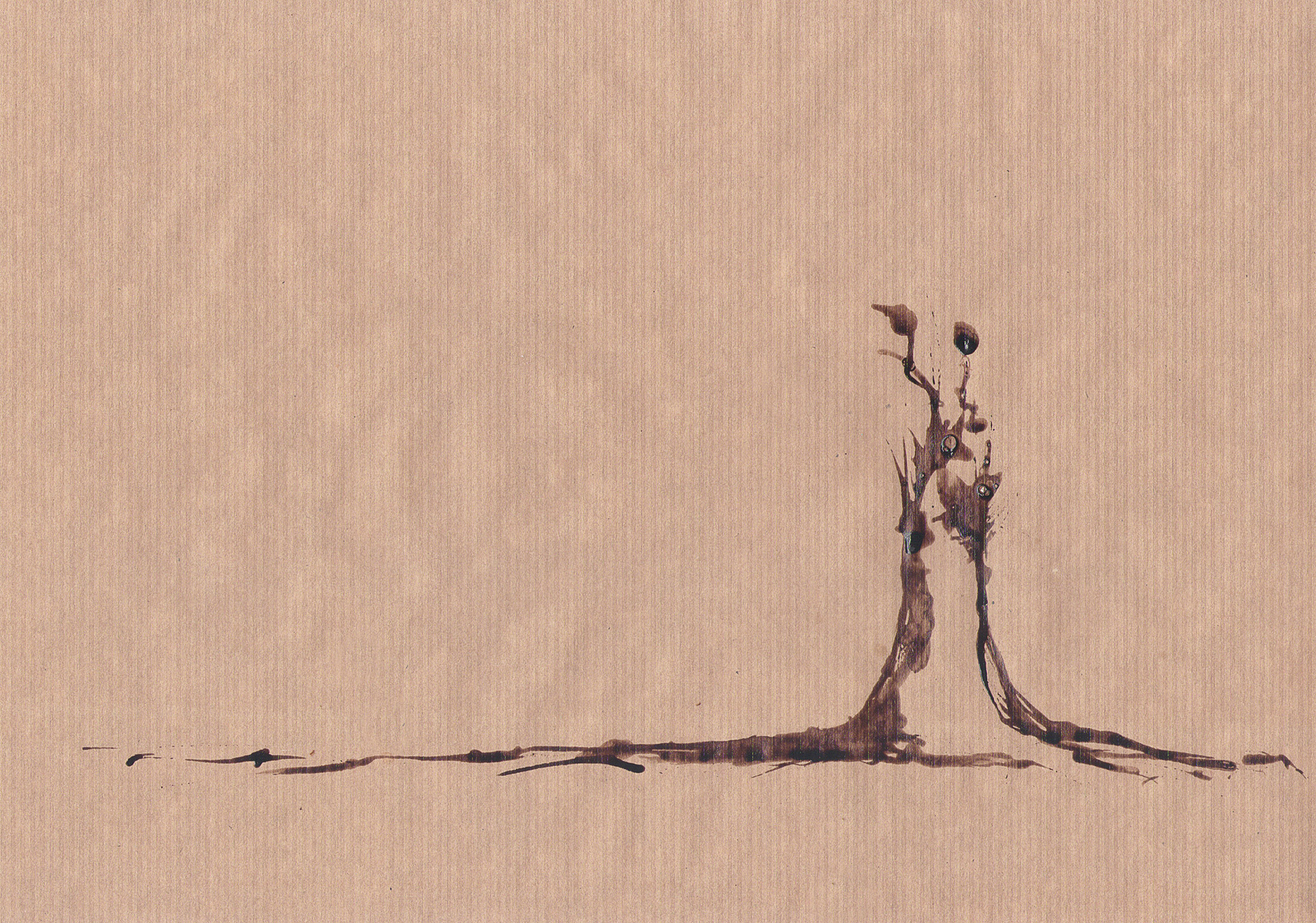 Bosque madera 03 - Tinta y barniz sobre papel de boceto encerado - 21 x 29,5 cmm - 30€