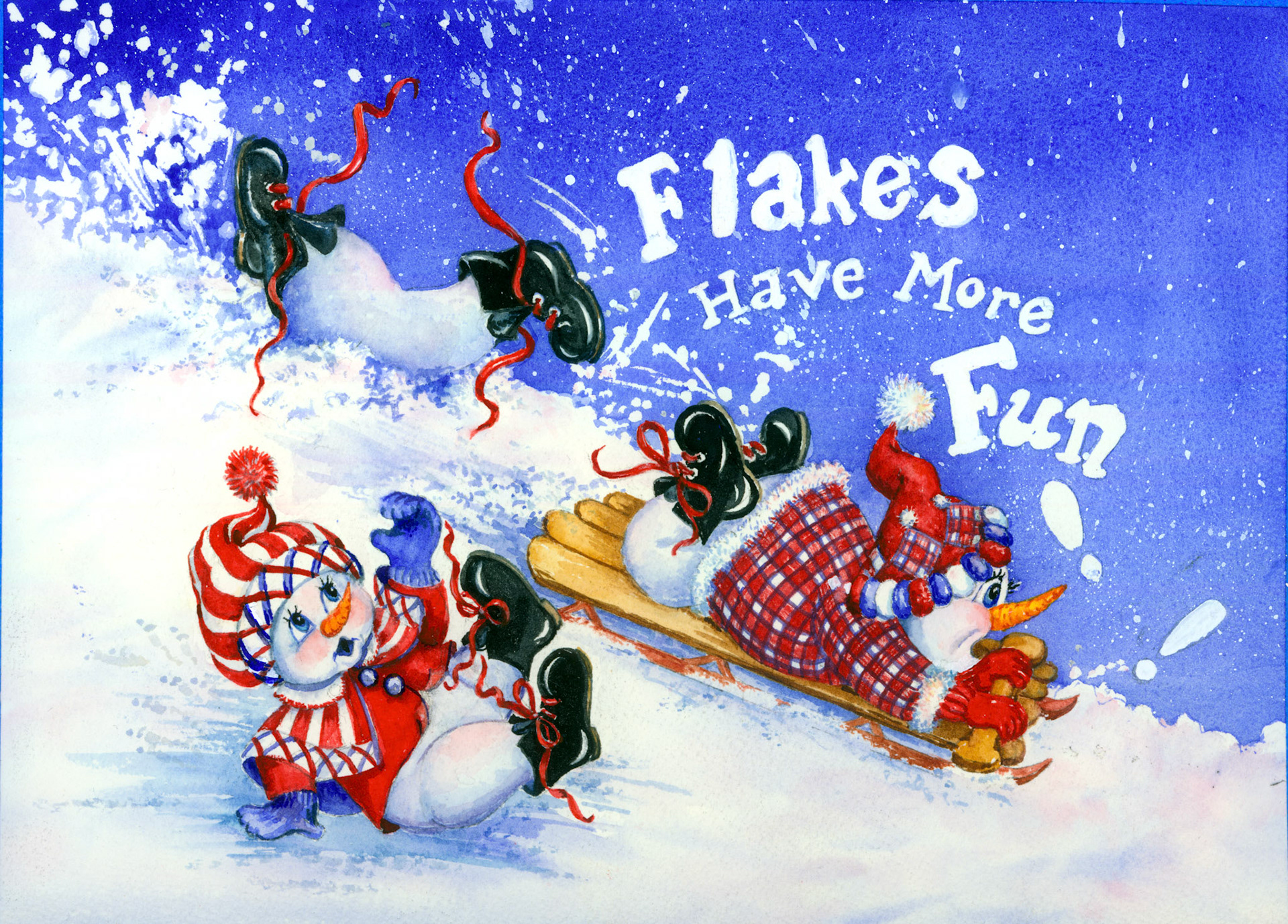 Flakes Have More Fun - Watercolor