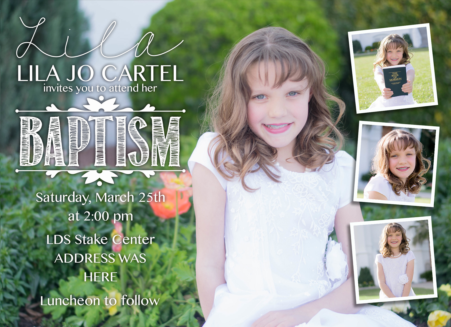 Camille Creates - Lila Girl LDS Baptism Invitation