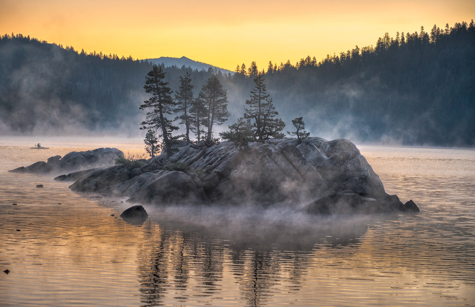 Sunrise on Alpine lake