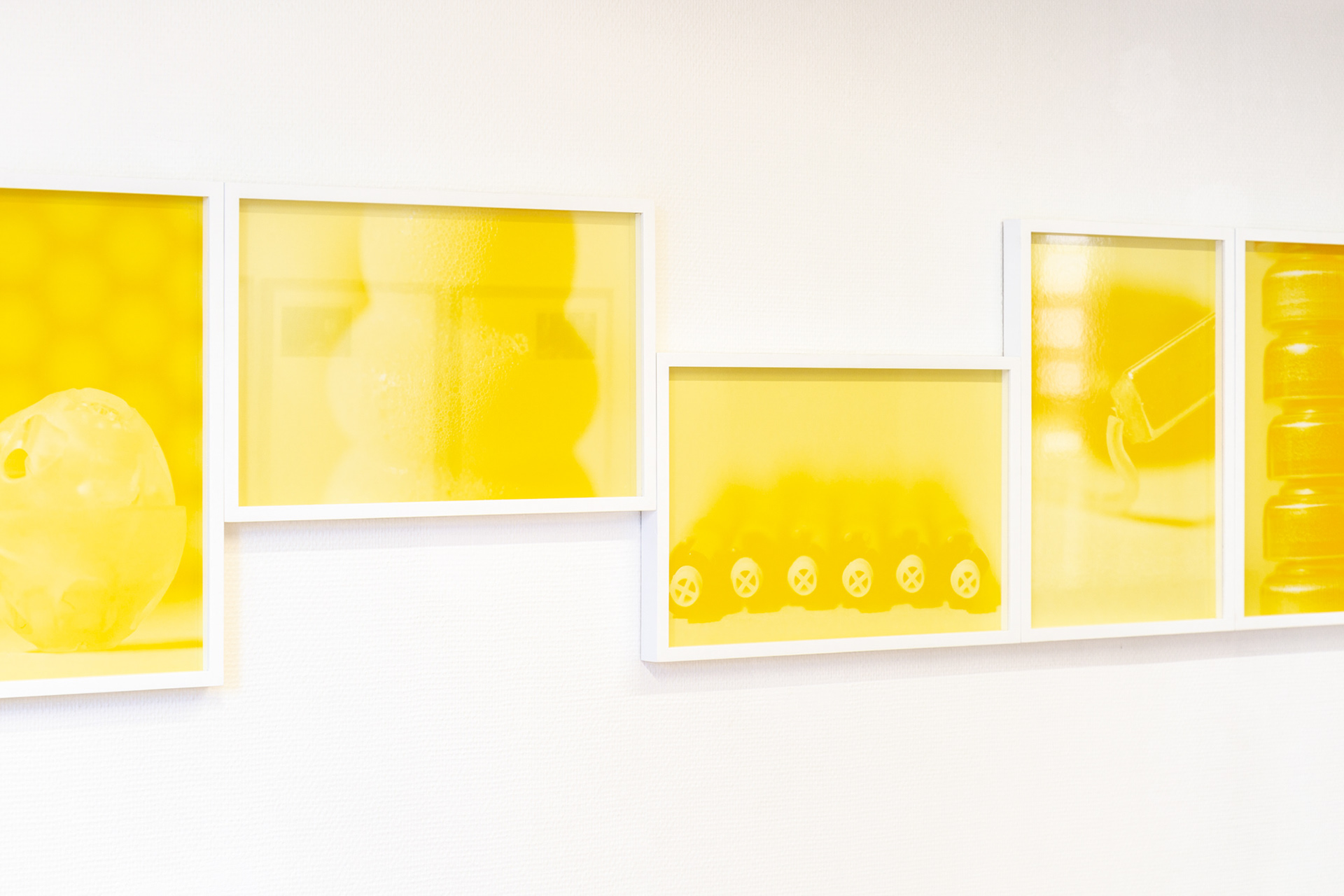 Monika Balu In Close Proximity yellow series Installation view at Landskrona Fotofestival 2020