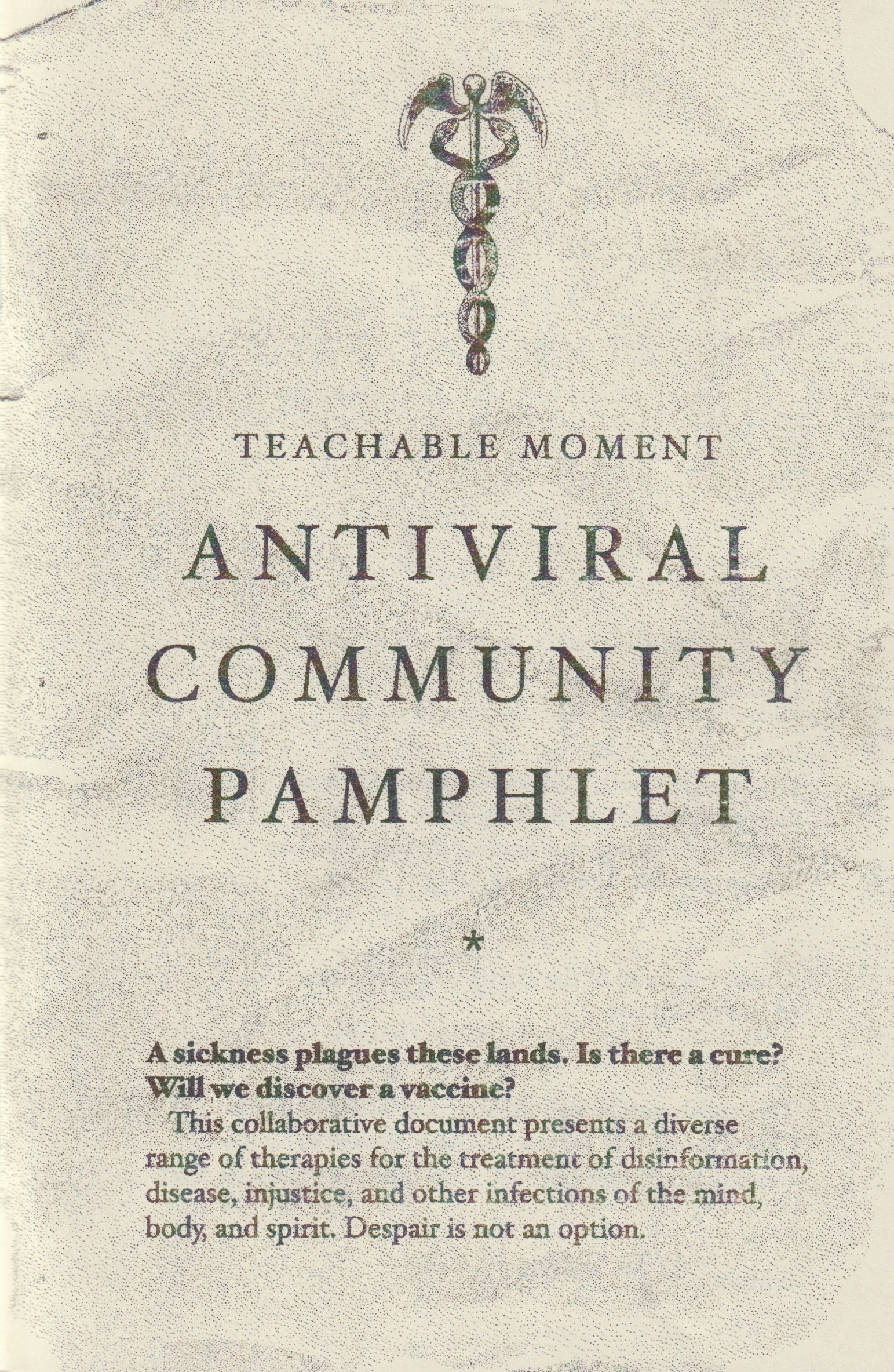 "Antiviral Community Pamphlet" (Cover), 36 pages, Riso printed in black, 2020