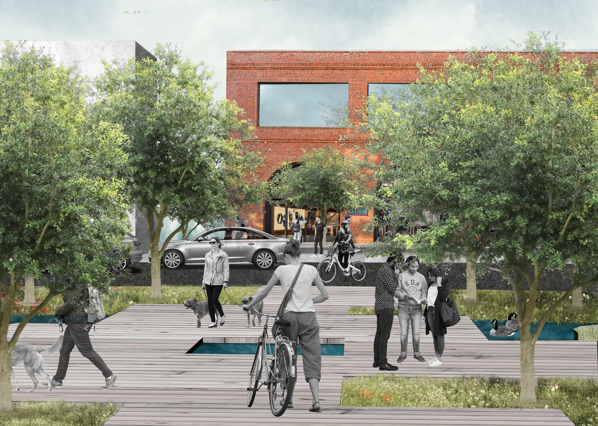 Outdoor Education Center Border Condition Render: Looking South