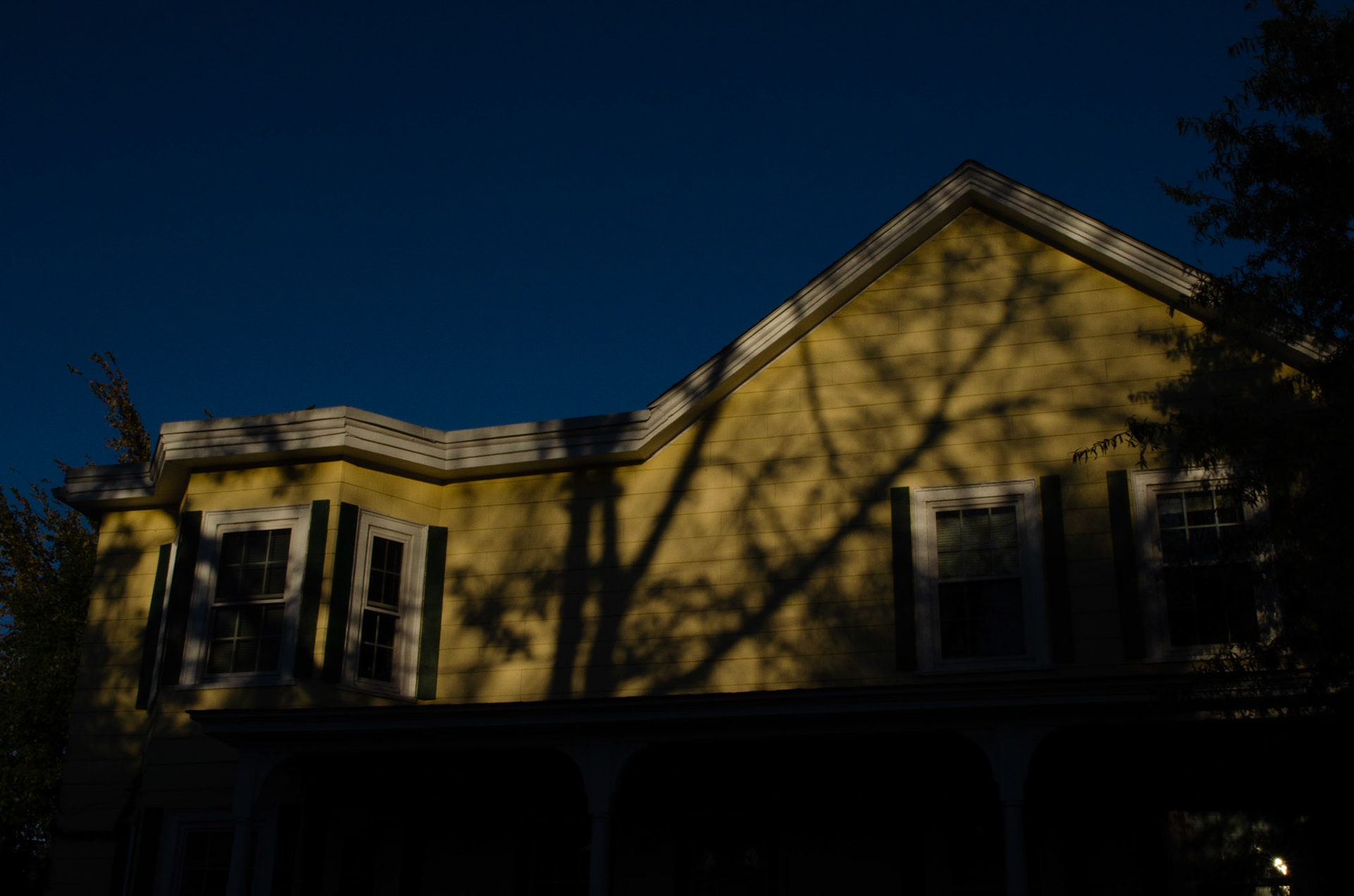 Skehan St, Somerville, MA 10/17/2020 Tree shadow on a house iso 400 f29 1/250s