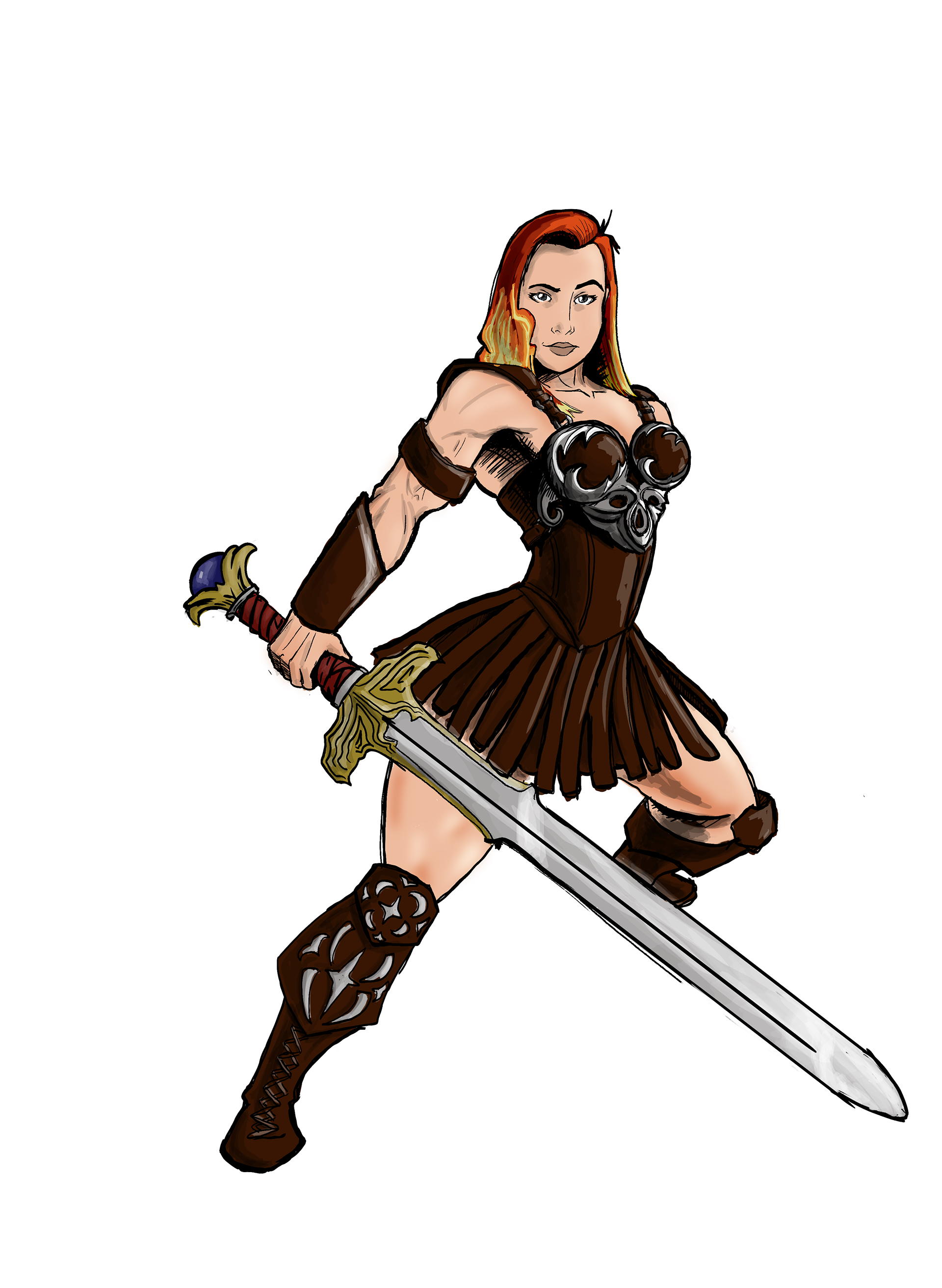 A colorized version of the Frank Miller styled Warrior Princess.