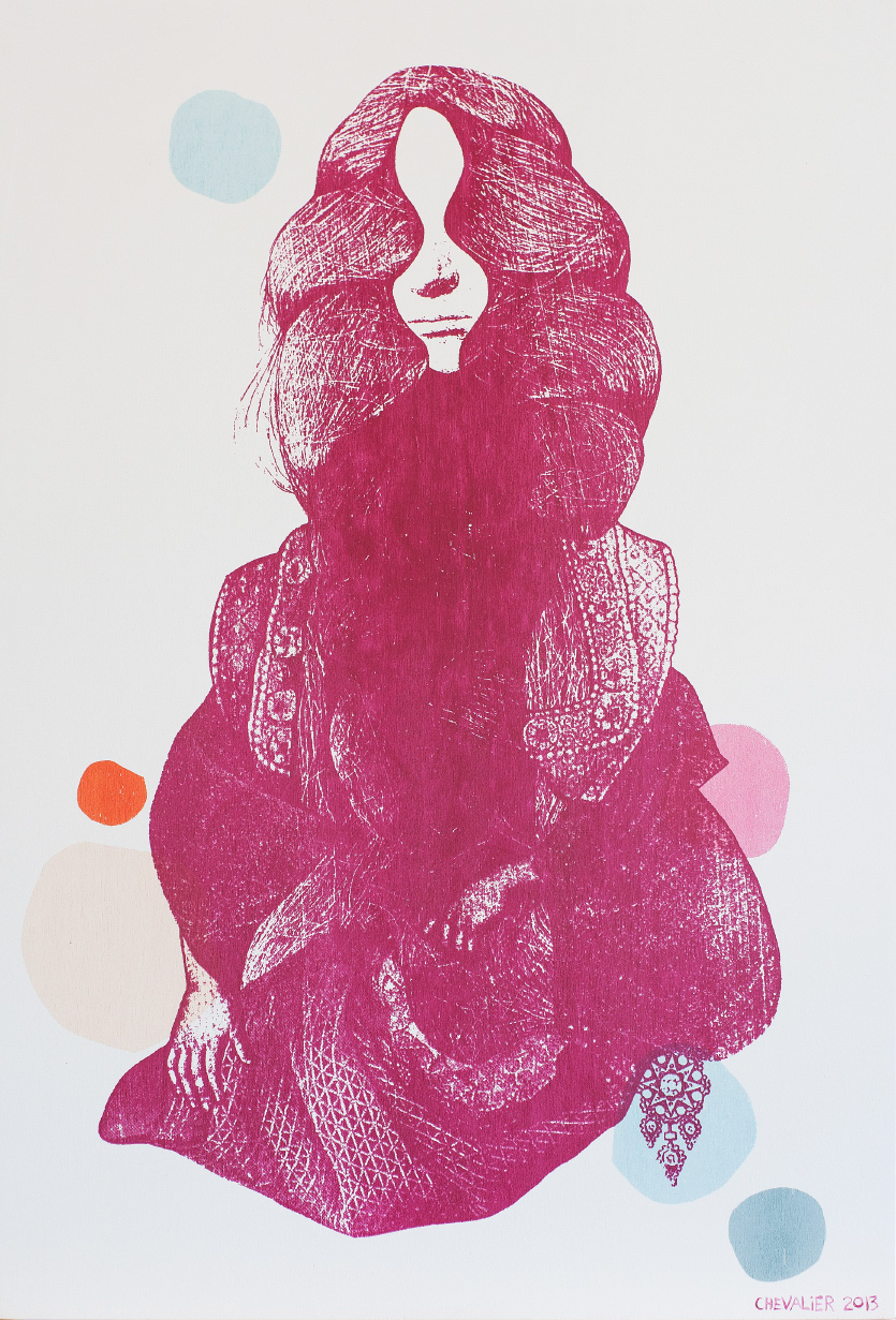CLARA sérigraphie sur panneau de merisier, 50.8 cm x 76.2 cm, tirage unique, 2013
