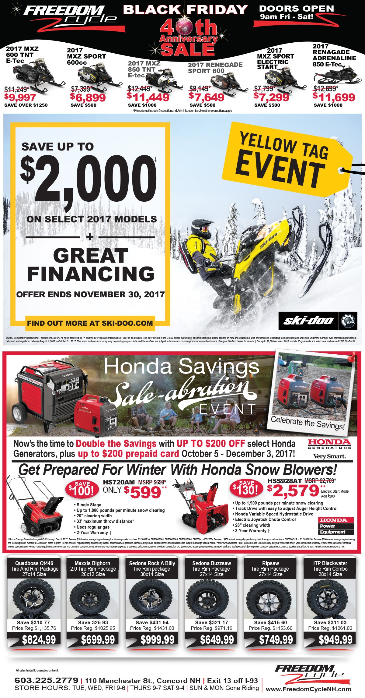 Black Friday Flyer Insert for Freedom Cycle 40th Anniversary Sale