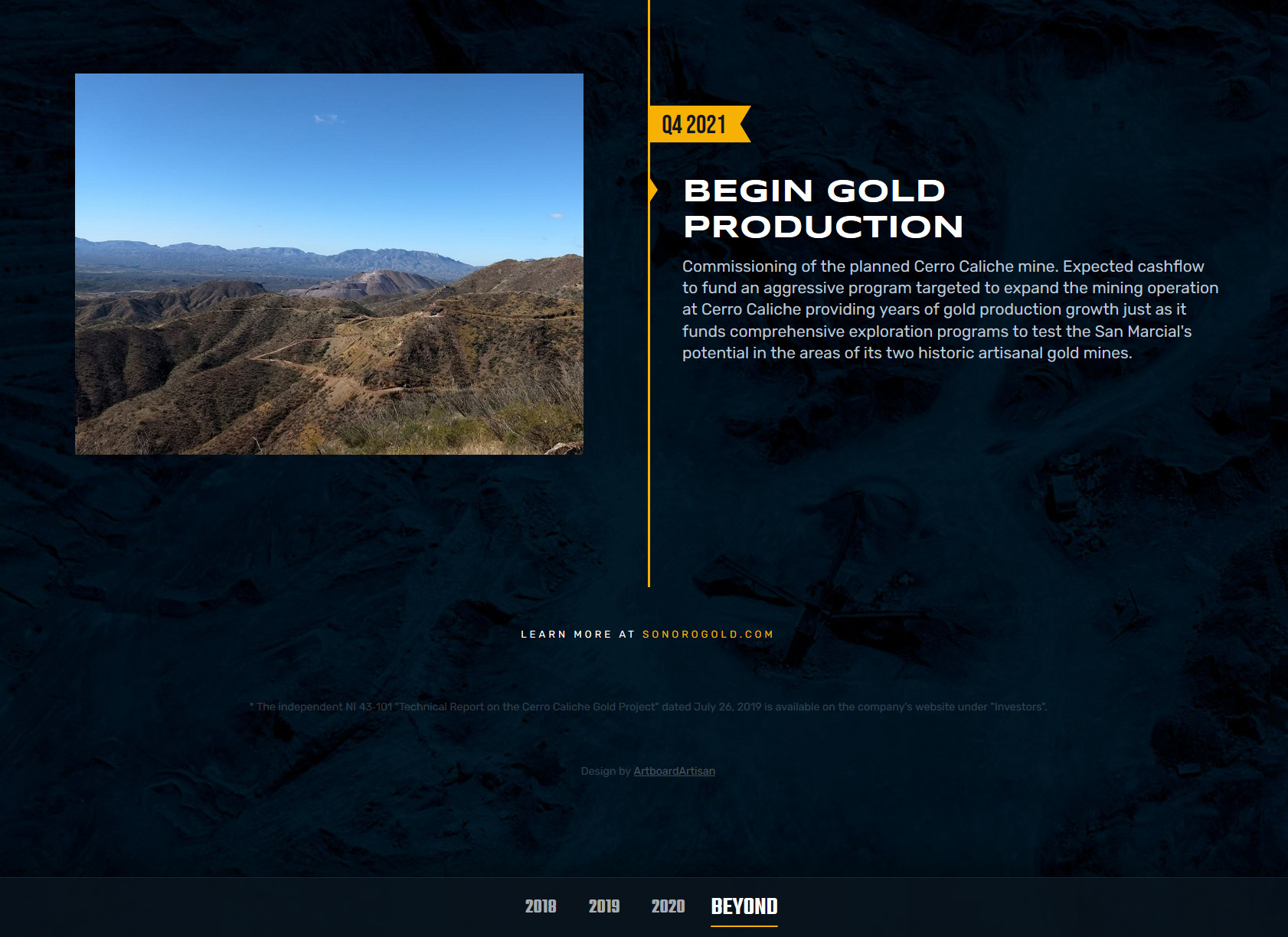A screenshot of the custom timeline built for Sonoro Gold.