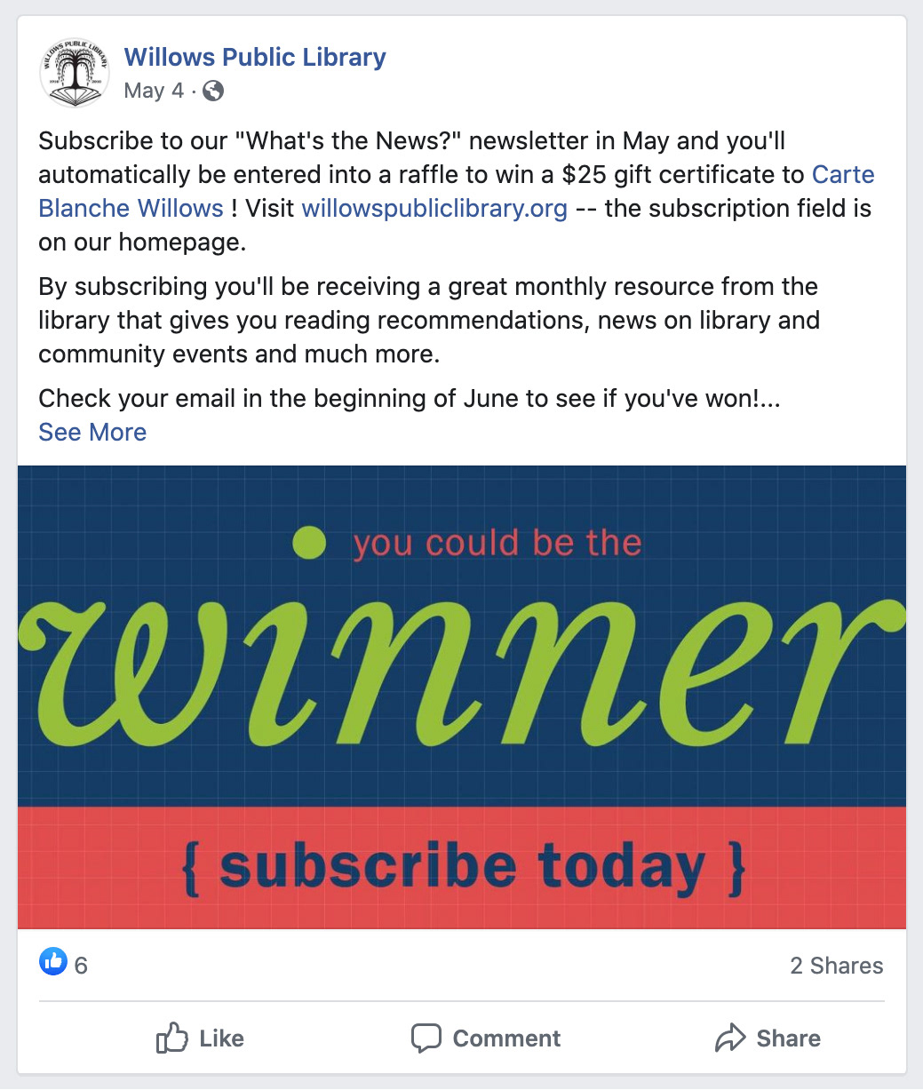 Newsletter signup raffle