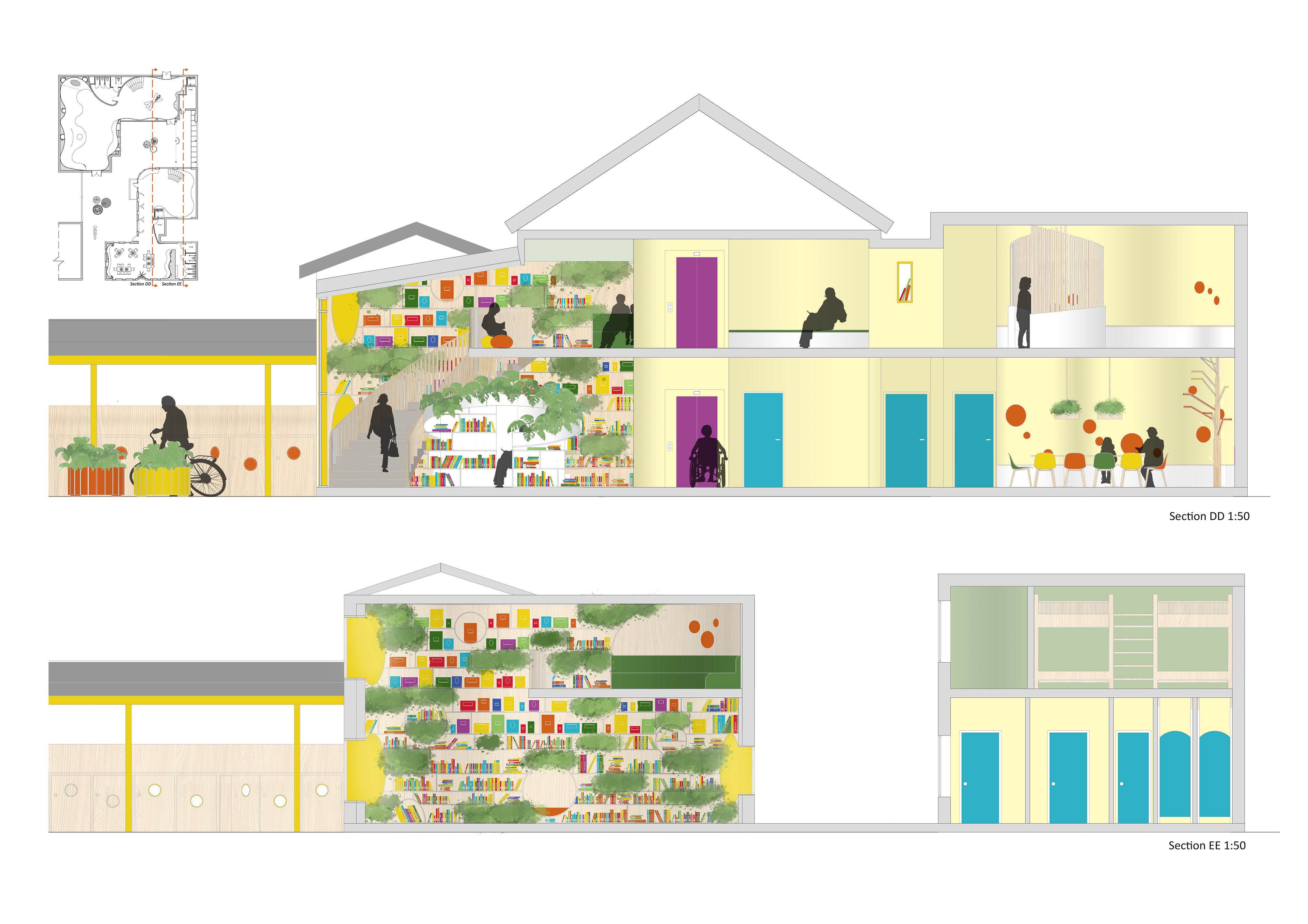 Sections DD+EE rendered, showing the library