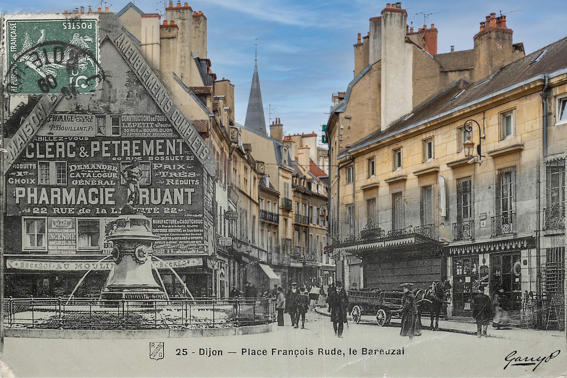 Place Francois Rude with fountain, Dijon