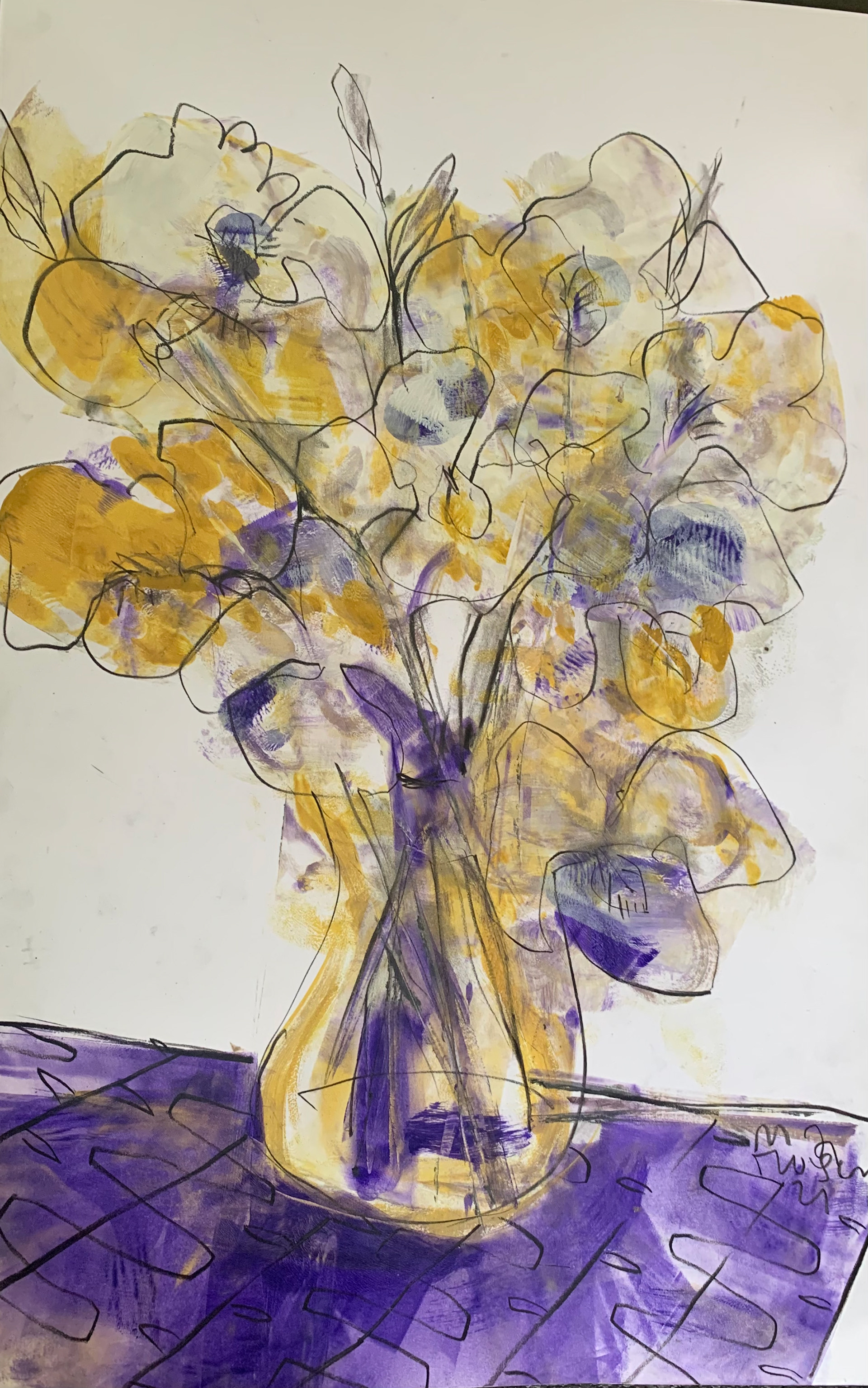 8 / Gold and blue flowers, 11 x 17 / $275