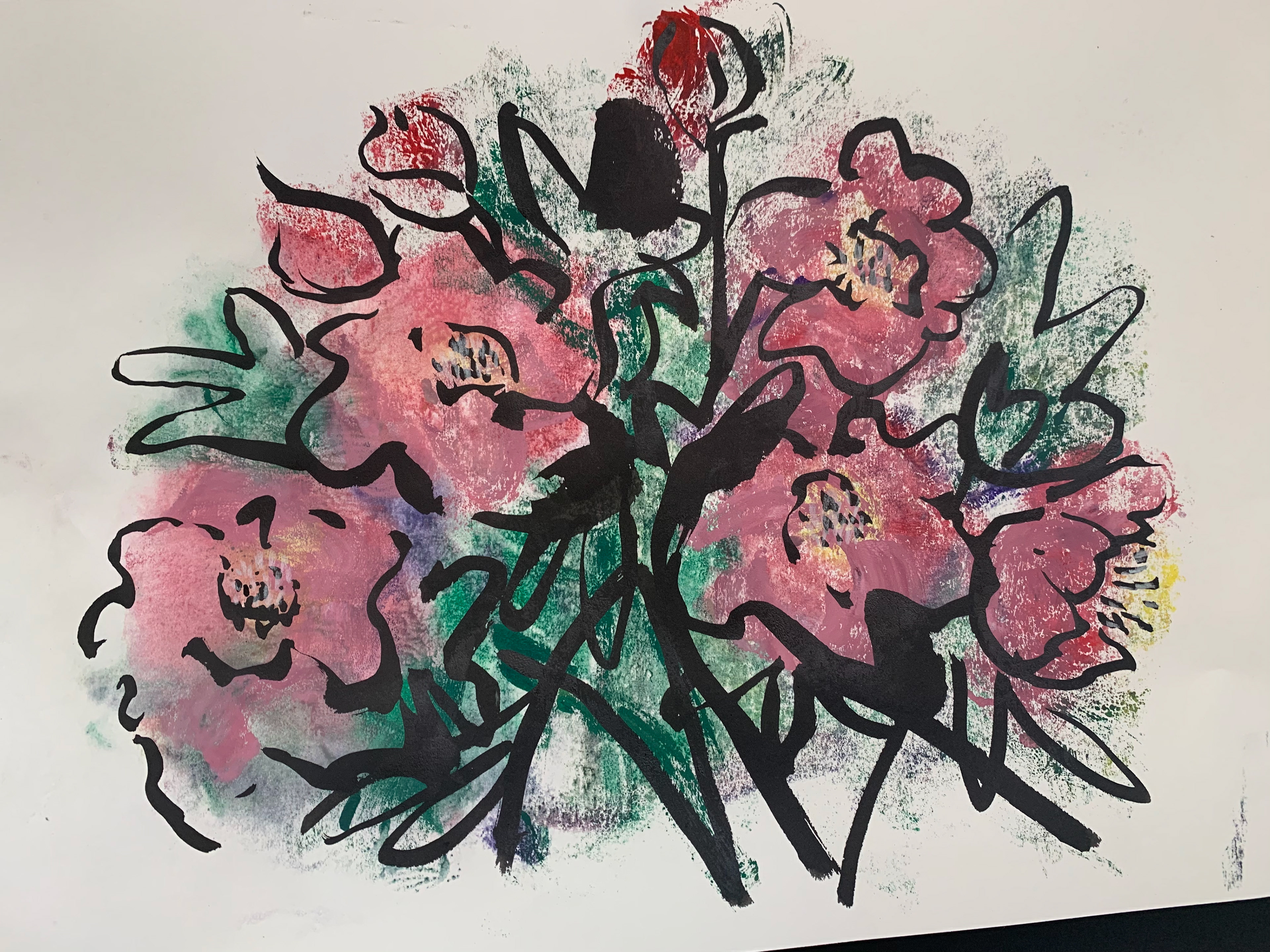 18 / Tree Peonies, Sumi Brush, 11 x 17 / $200