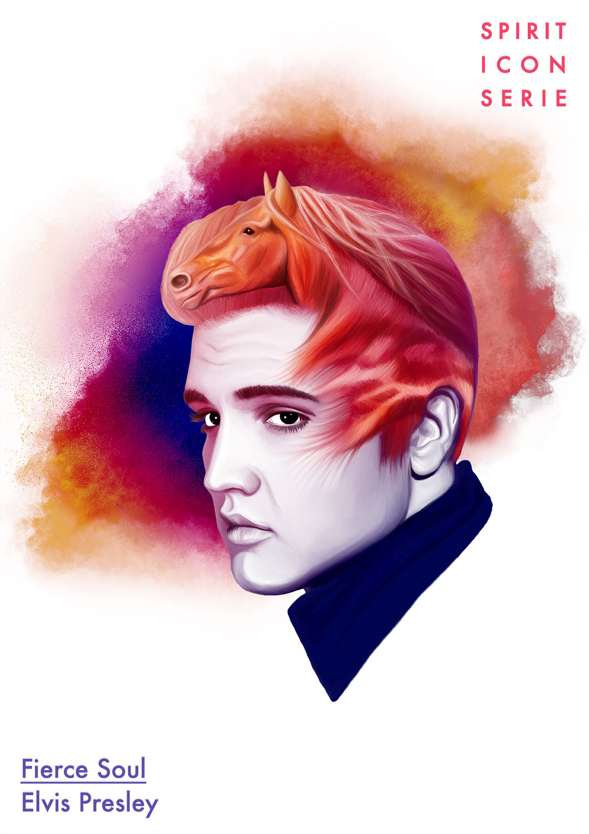 Elvis Presley illustration from the spirit icon serie by queen maria design