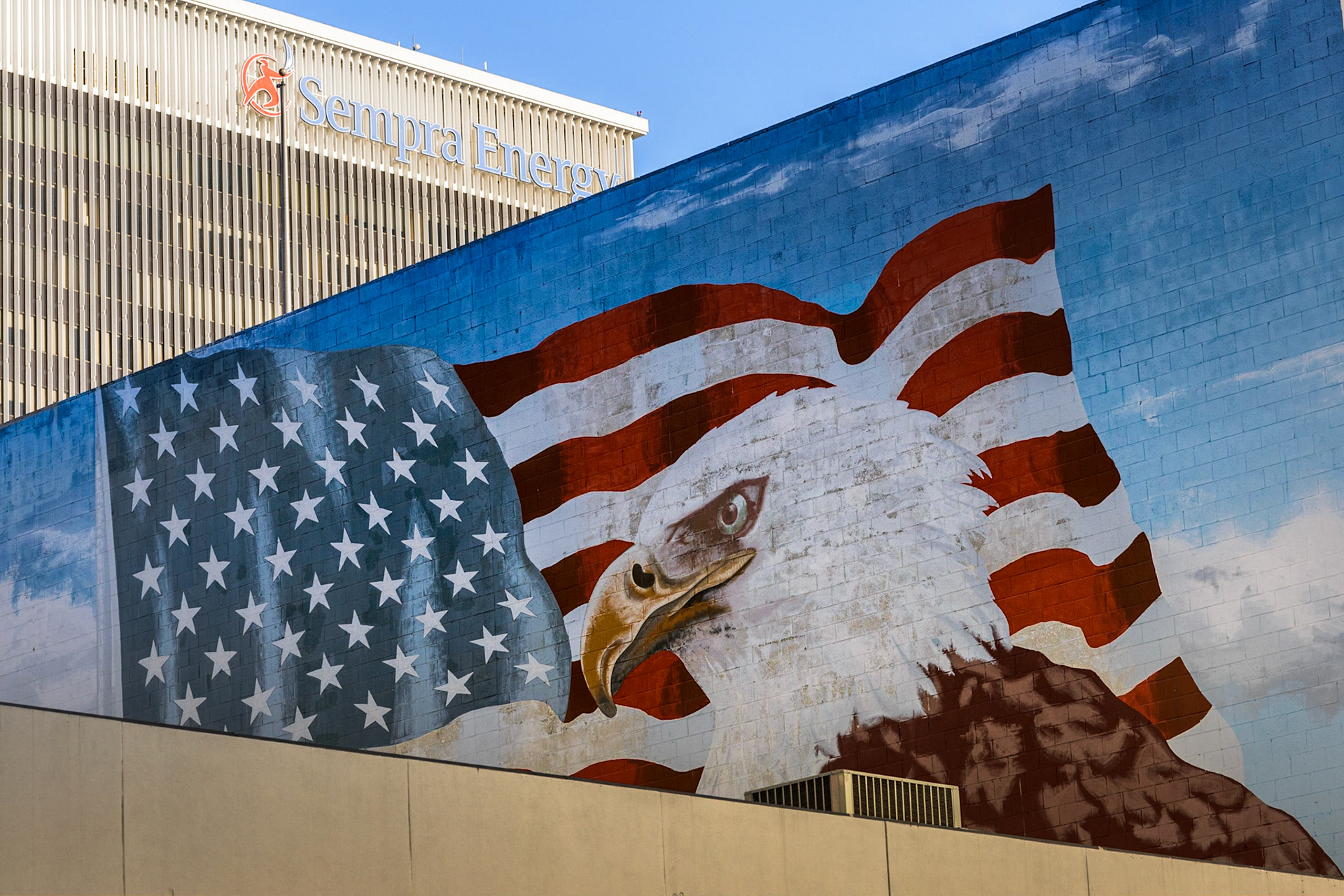 Eagle and Flag Mural, Downtown, San Diego, 2014