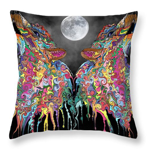 Wolf Song art throw pillow by Mark Taylor