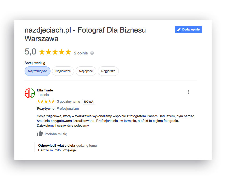 Opinia o Fotografie
