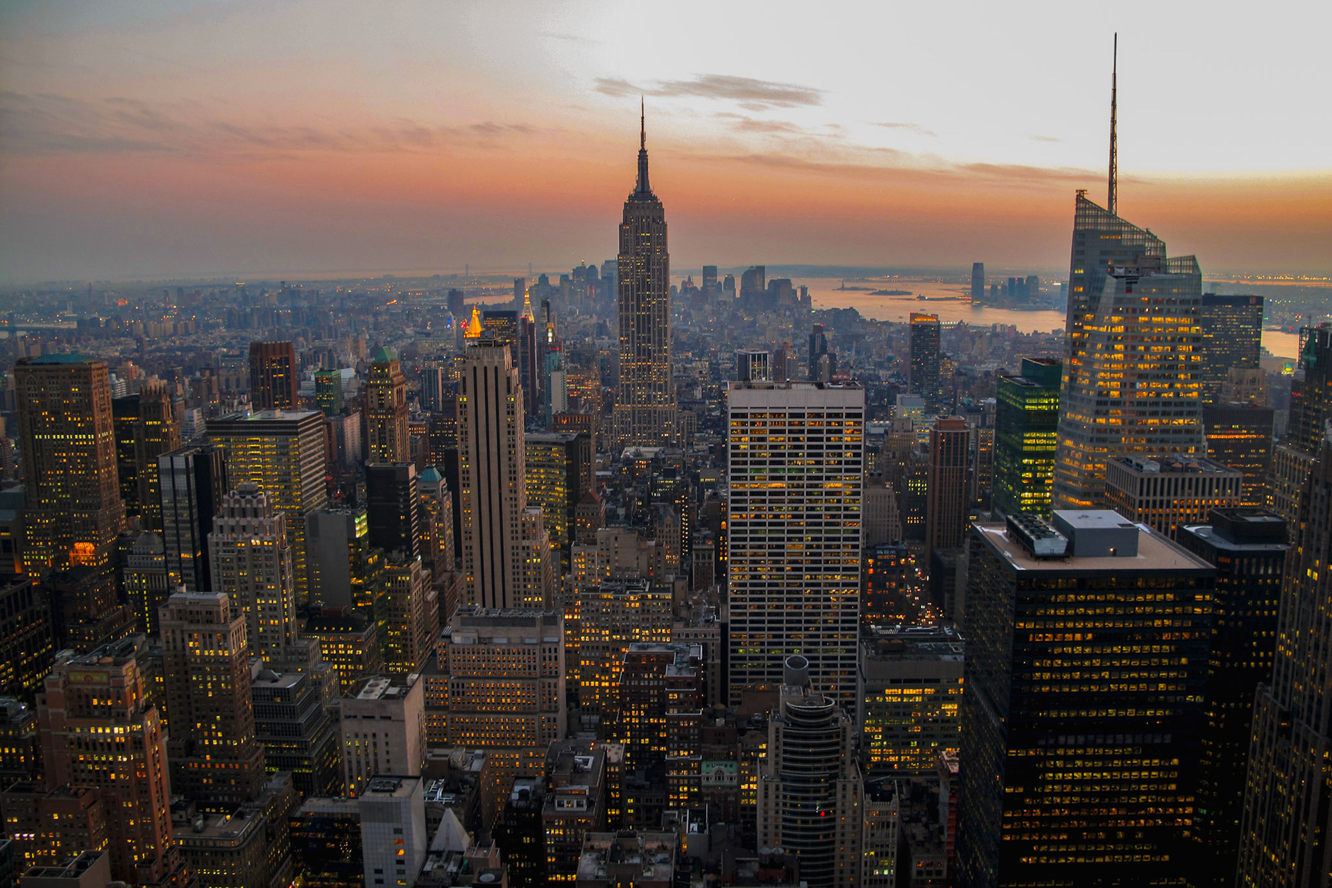 New York City Skyline during Sunset or Dusk