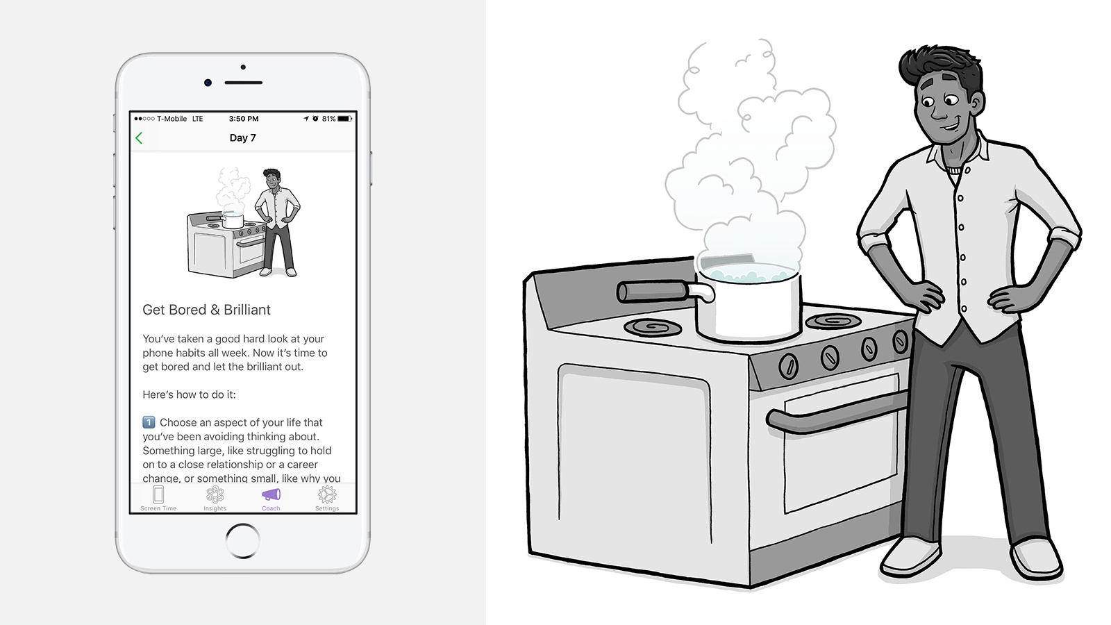 a guy takes his time boiling water on a stove