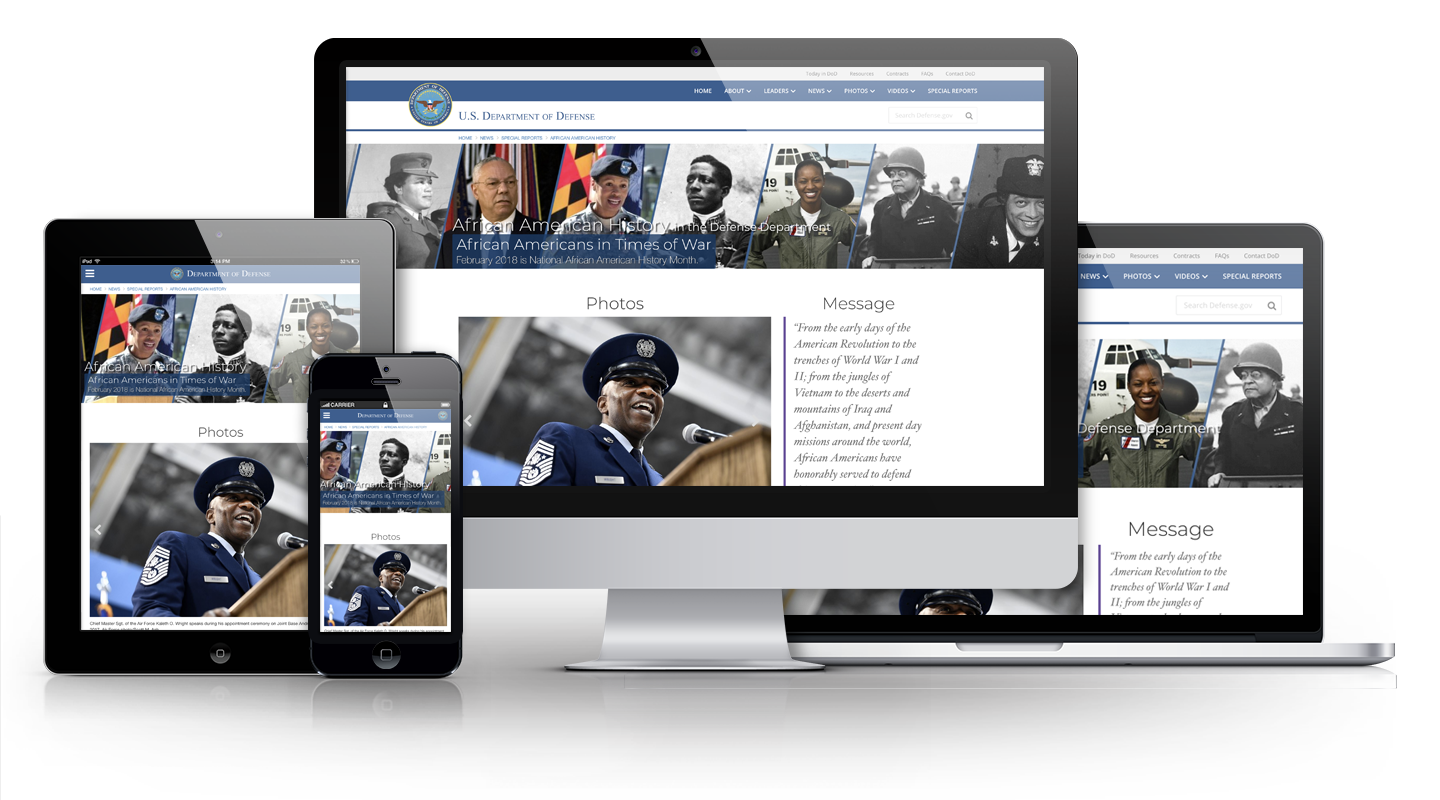 Composite image of web design at multiple responisve breakpoints.