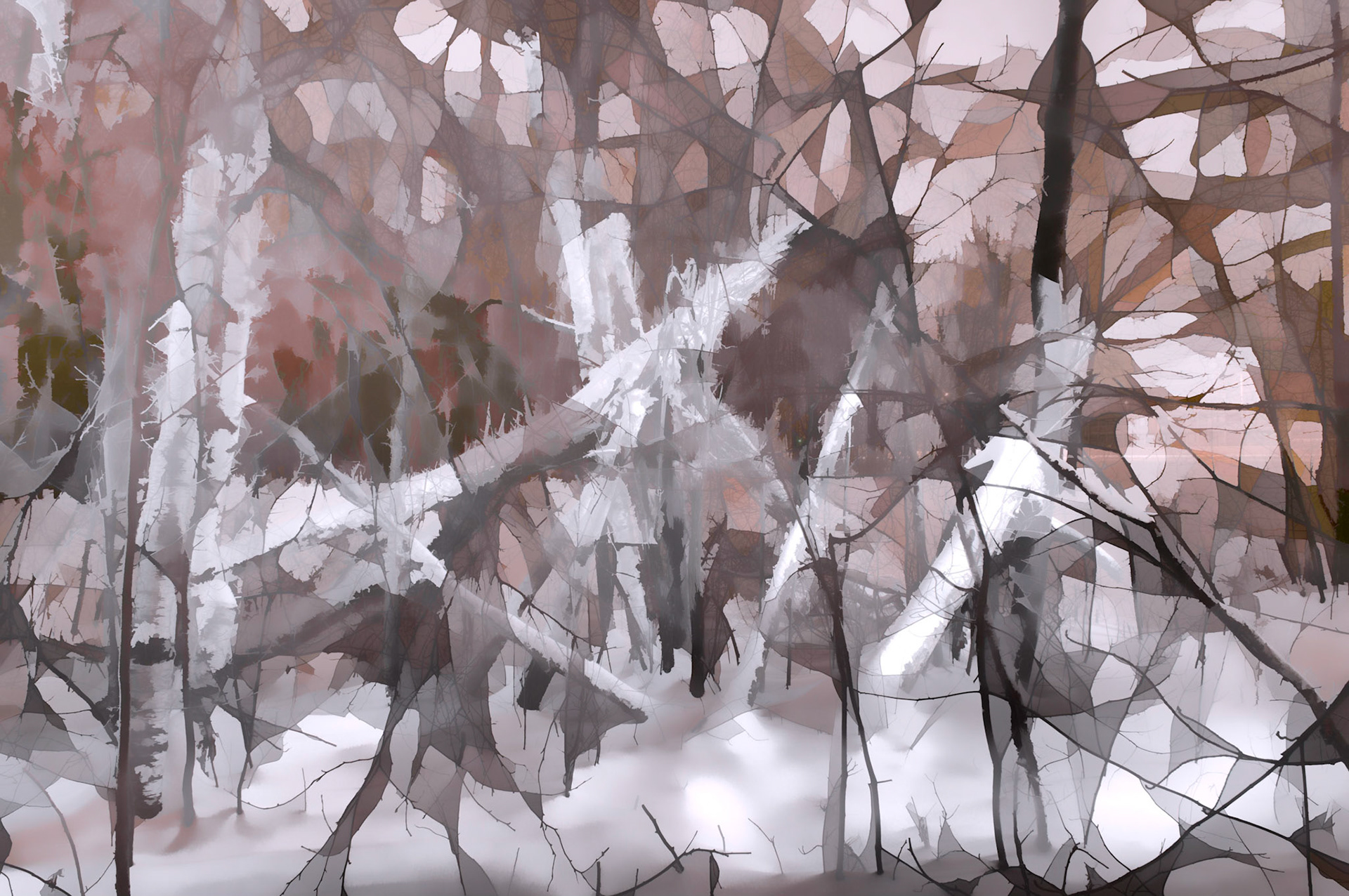 I like this one because the trees are all broken and busted and covered with snow.