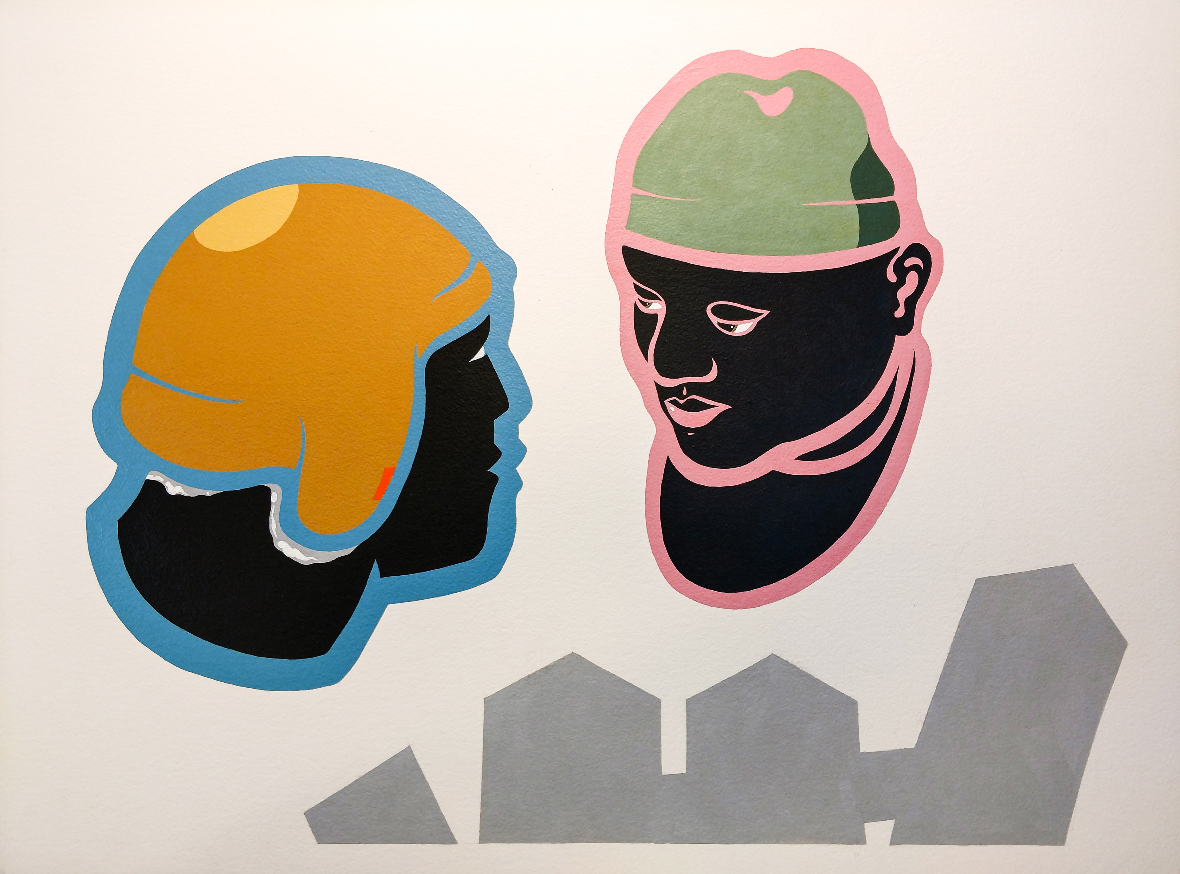 Good Neighbors, Acrylic on Paper, 22 x 30, 2018