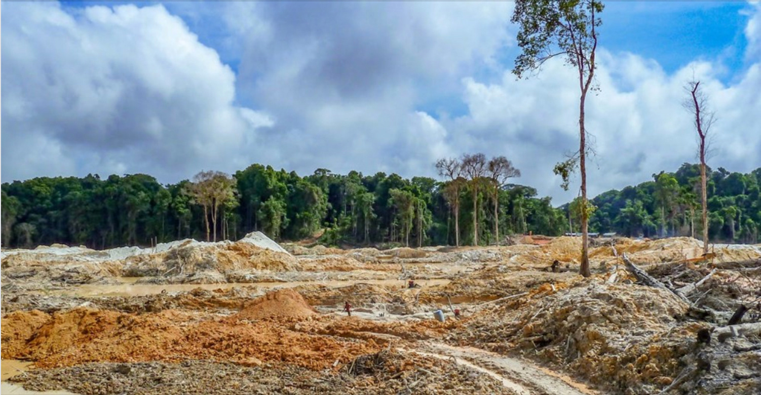 Devastating deforestation of the Amazon Rainforest due to Gold mining. The scars can be seen from space. Deforestation is bringing malaria to the local people while the cyanide used in the gold extraction process pollutes the waterways, poisoning the people and causing significant environmental damage.