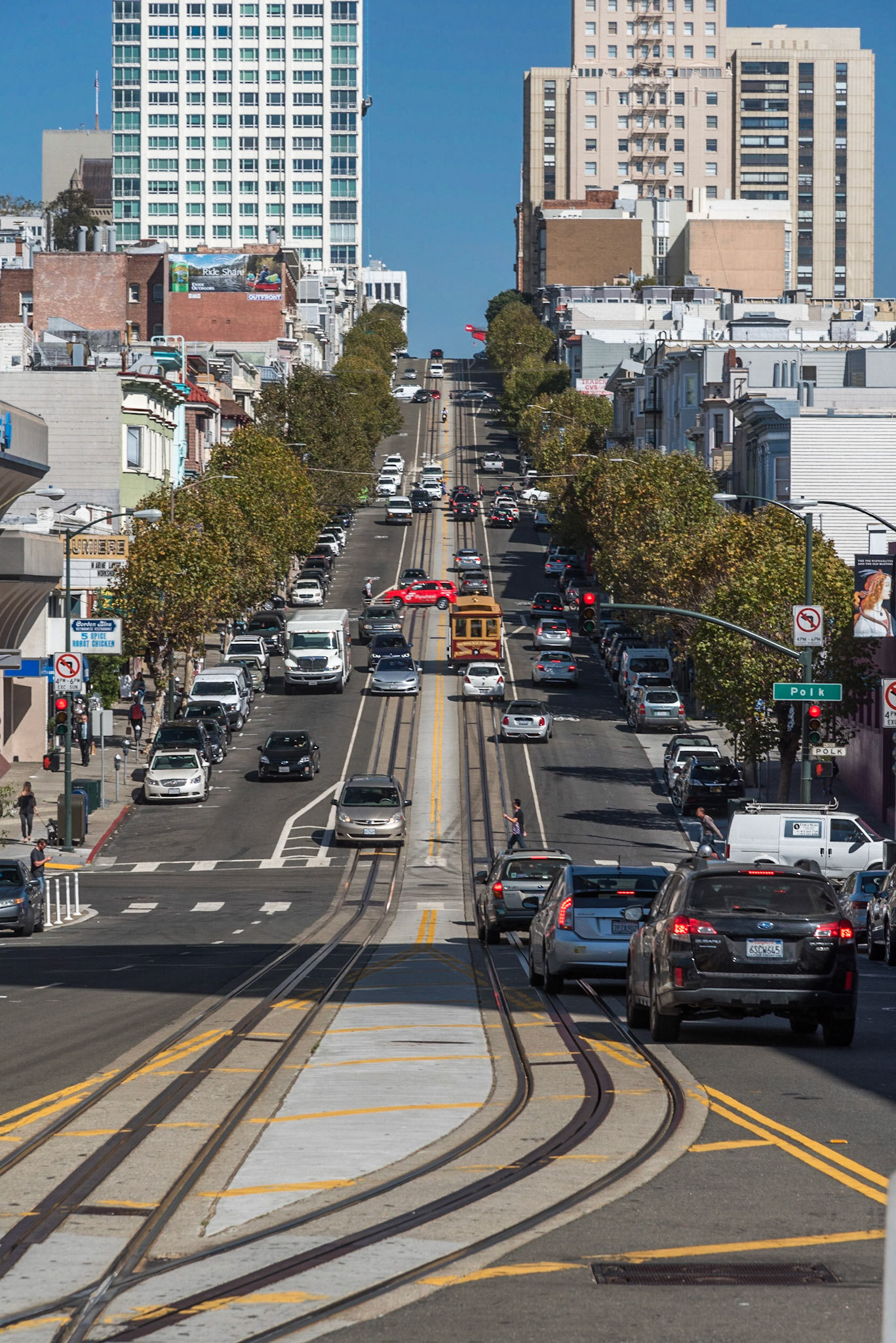 End of the California Street Line at Van Ness Avenue, San Fransisco, California