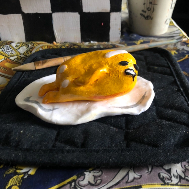 "Gudetama", 2020, polymer clay