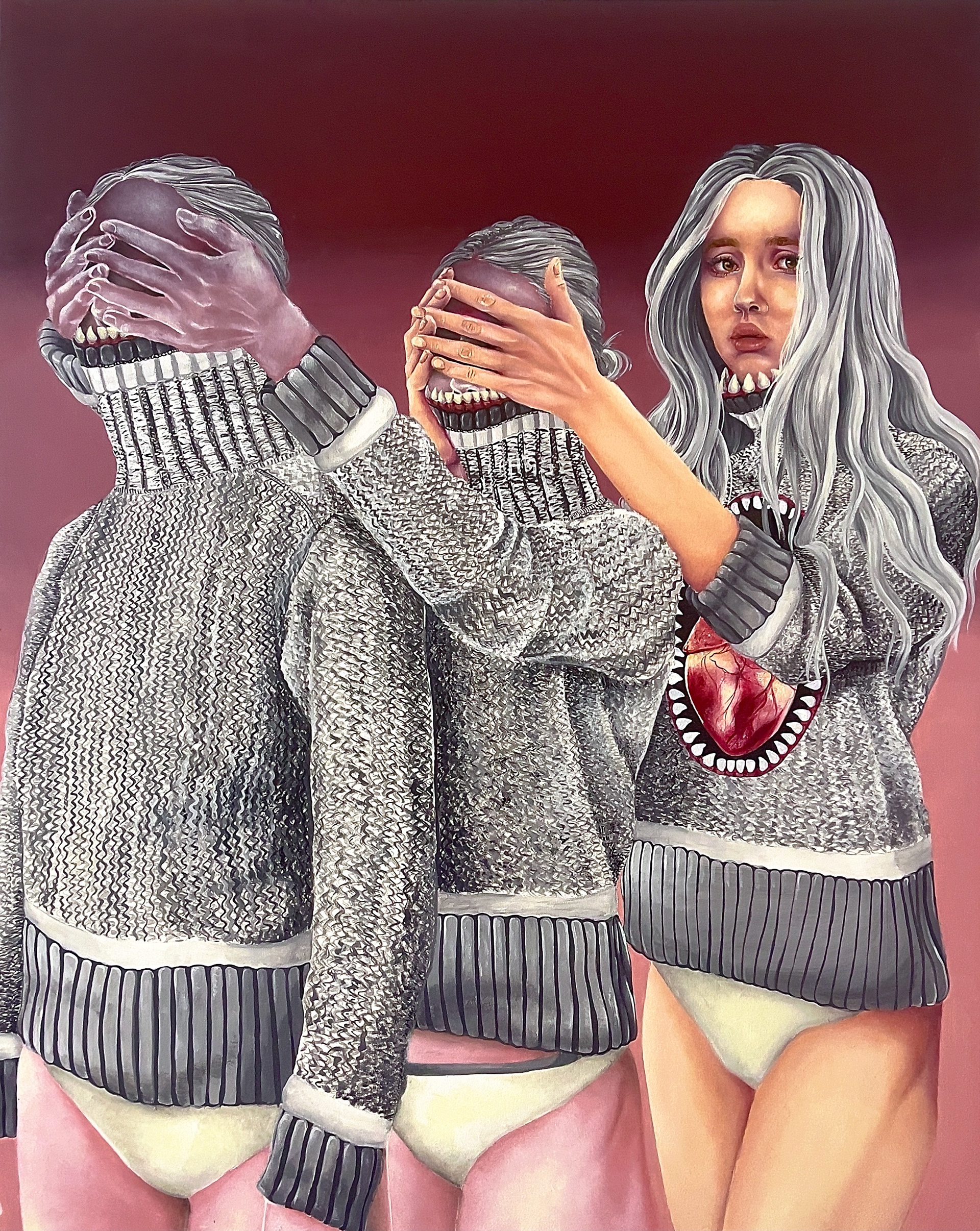 Through the Cracks, I See, 2021 Acrylic and oil paint on wood panel 20x30in