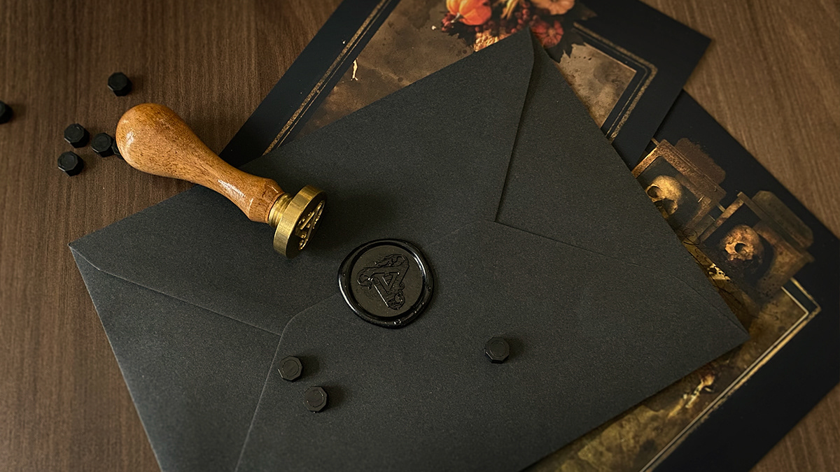 Volcano Digital Art Black Wax Seal Stamp