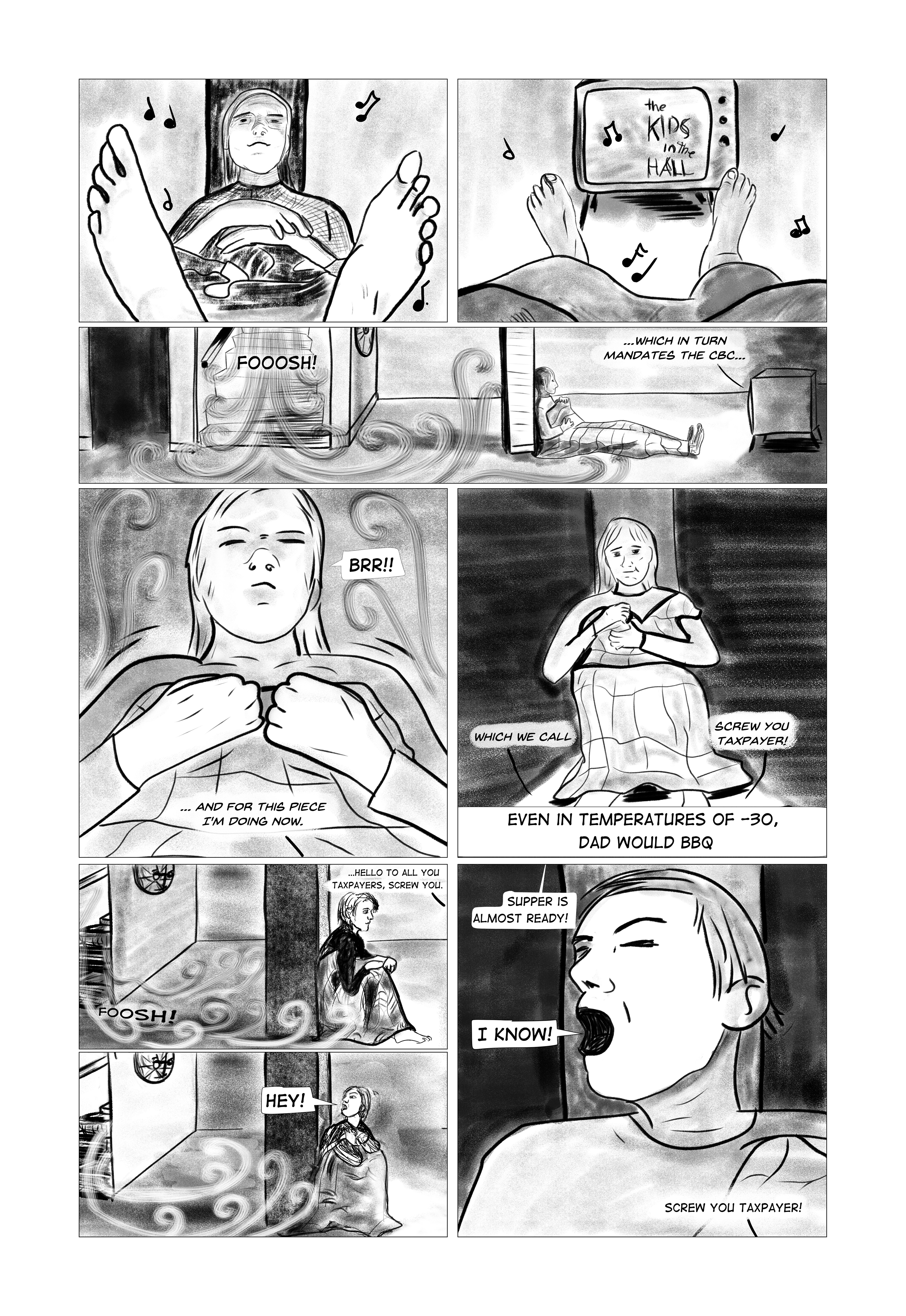 Winter BBQ: Digital - Pencil, Ink