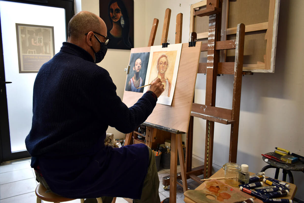Reproduction de tableaux d'un élève de l'atelier. Cours de peinture Paris 13 - Atelier JB Miette