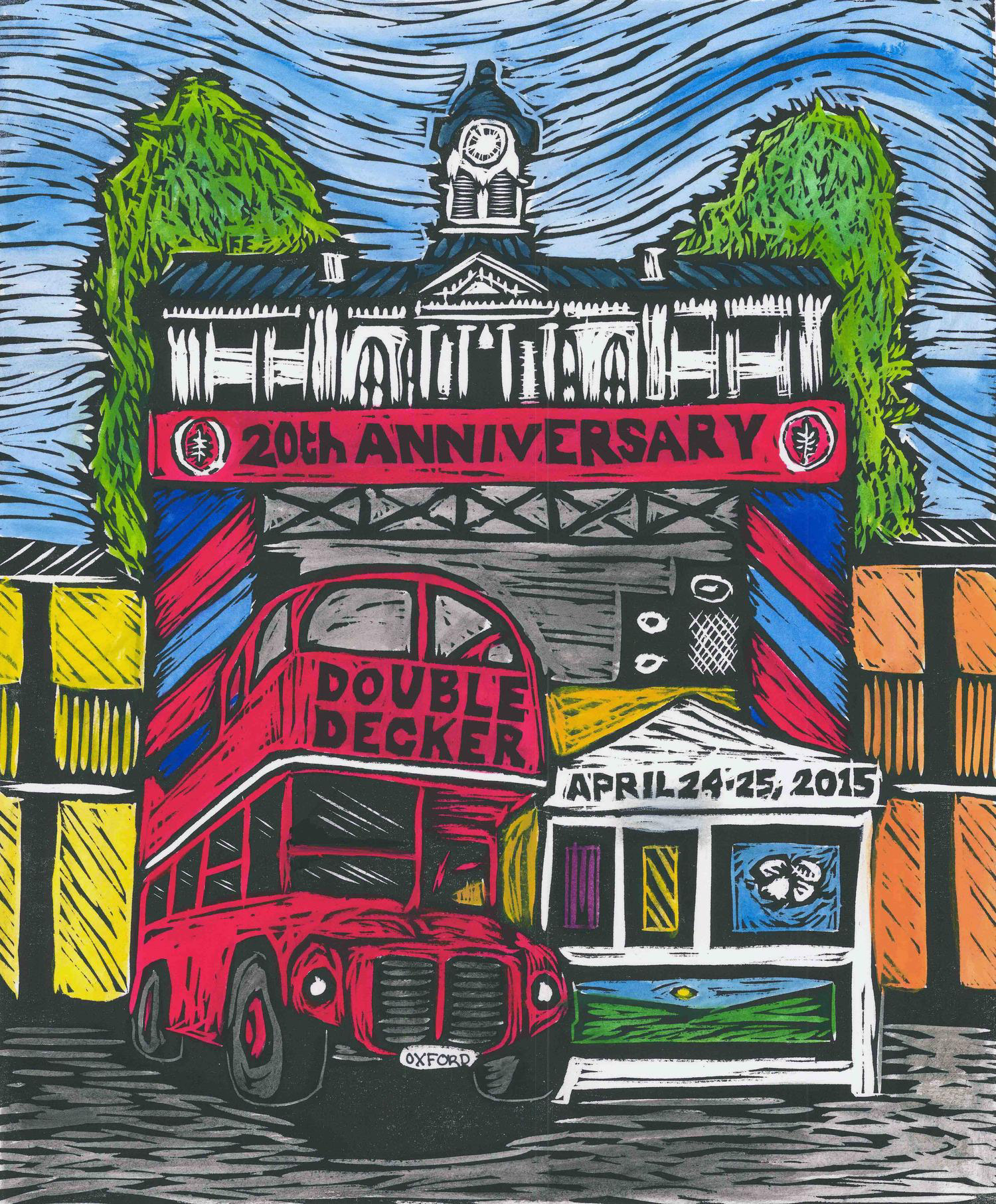 Official Double Decker Poster 2015 (Woodcut)