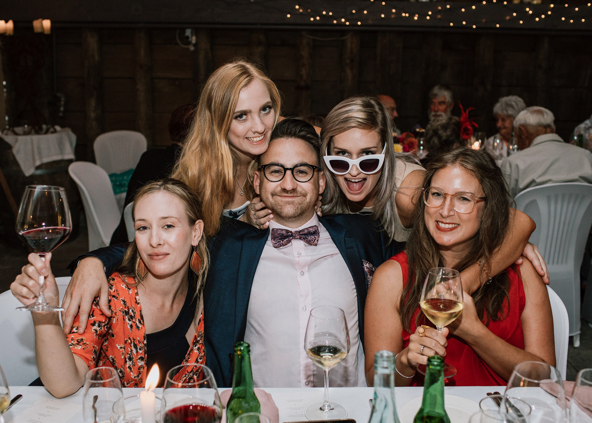 Wedding guests having all the fun at the reception