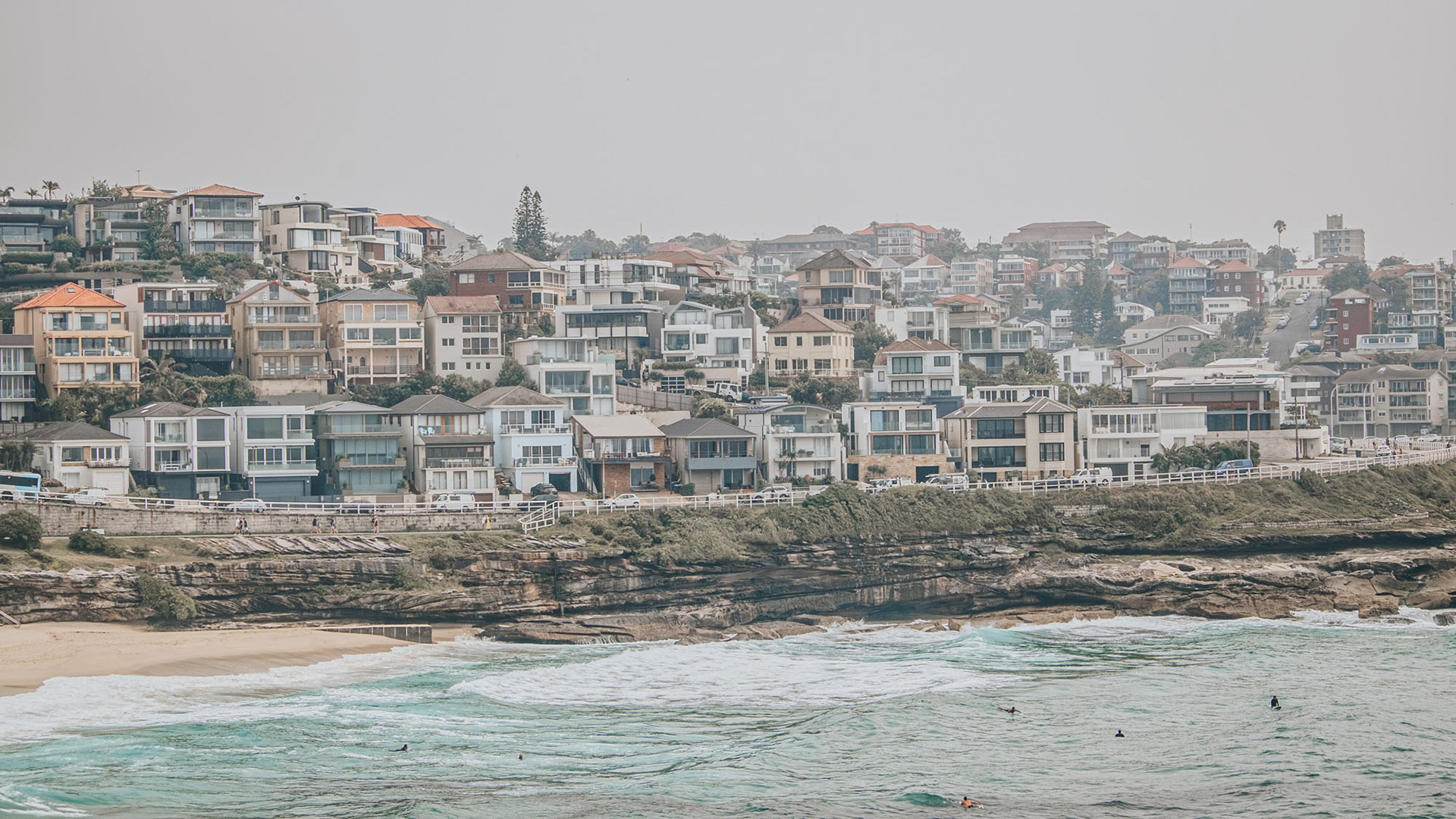 Homes perched along the coast at Bronte, Eastern Suburbs Sydney