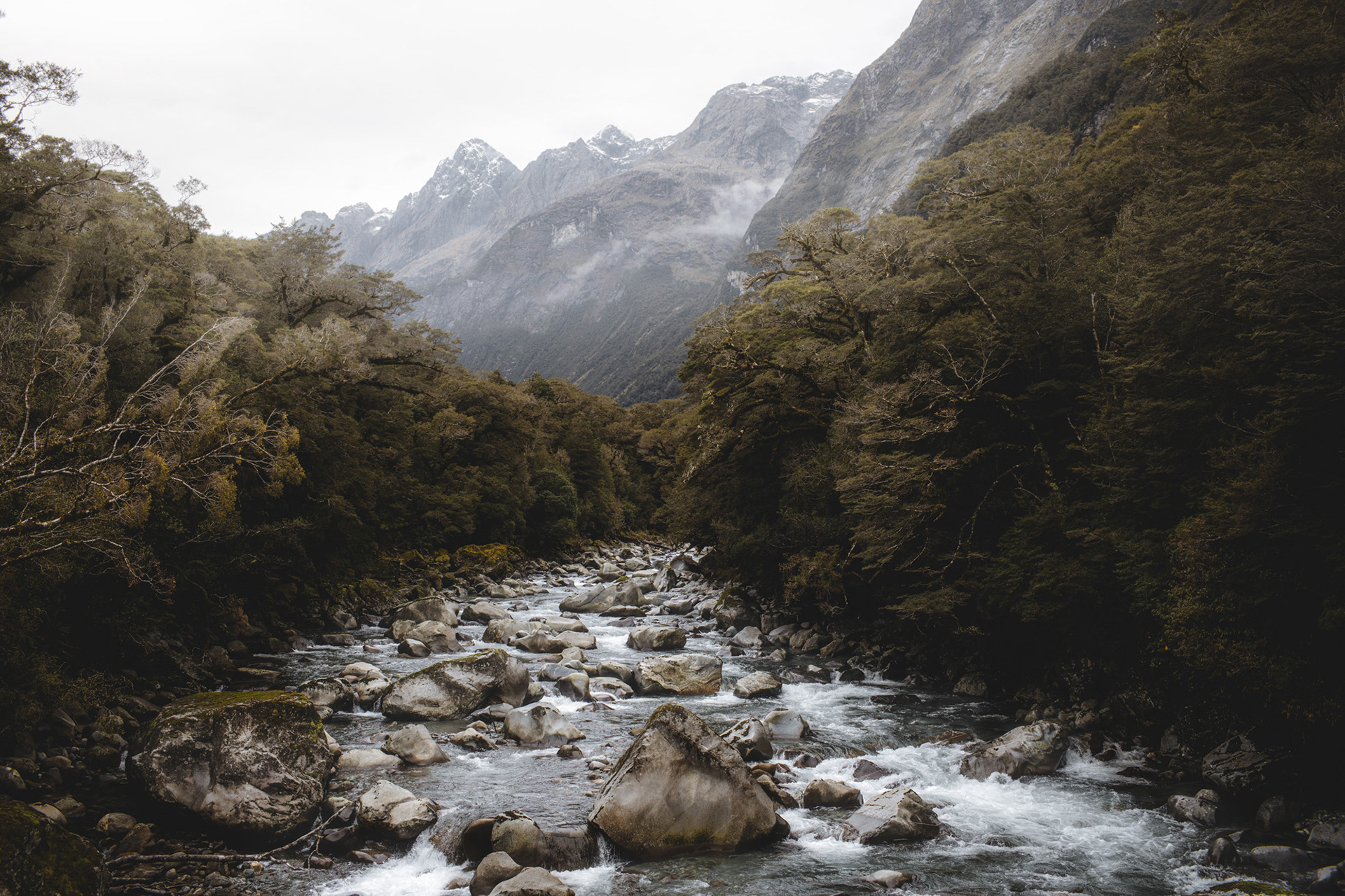 One of the river crossing views along the epic drive into the Milford Sounds