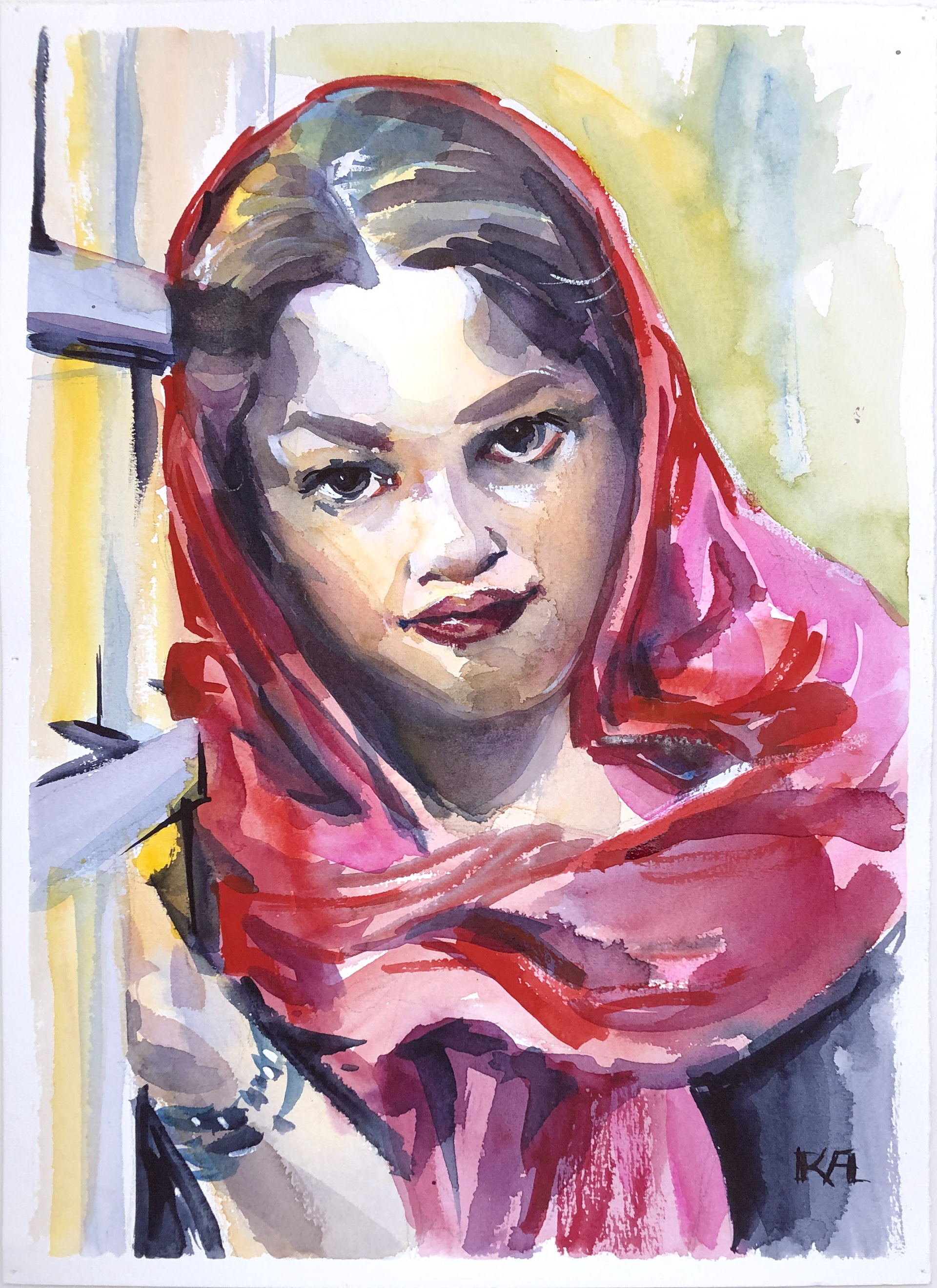 Red Shawl 11x15 $45