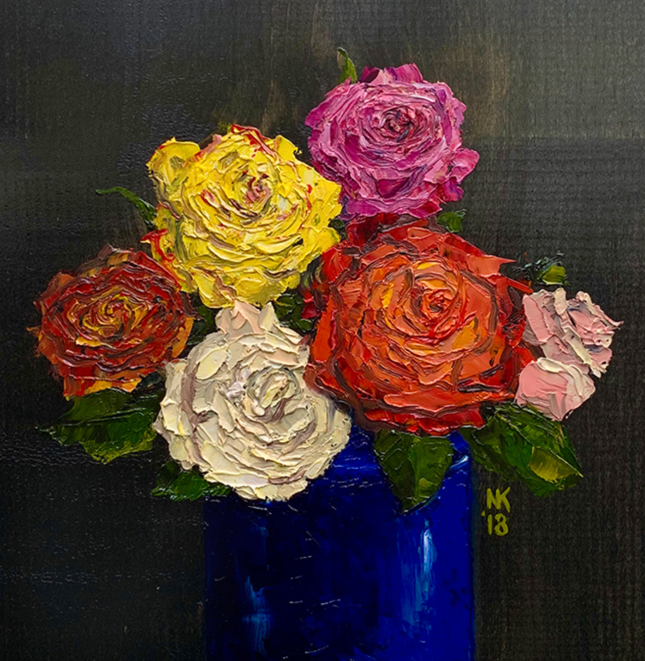 Roses in Cobalt Vase, 2018
