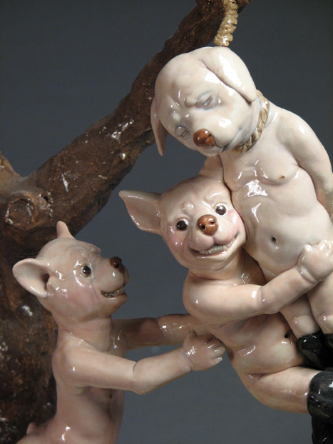 The Swing, 2005, cone 6 porcelain, glaze, underglaze, china paint, luster
