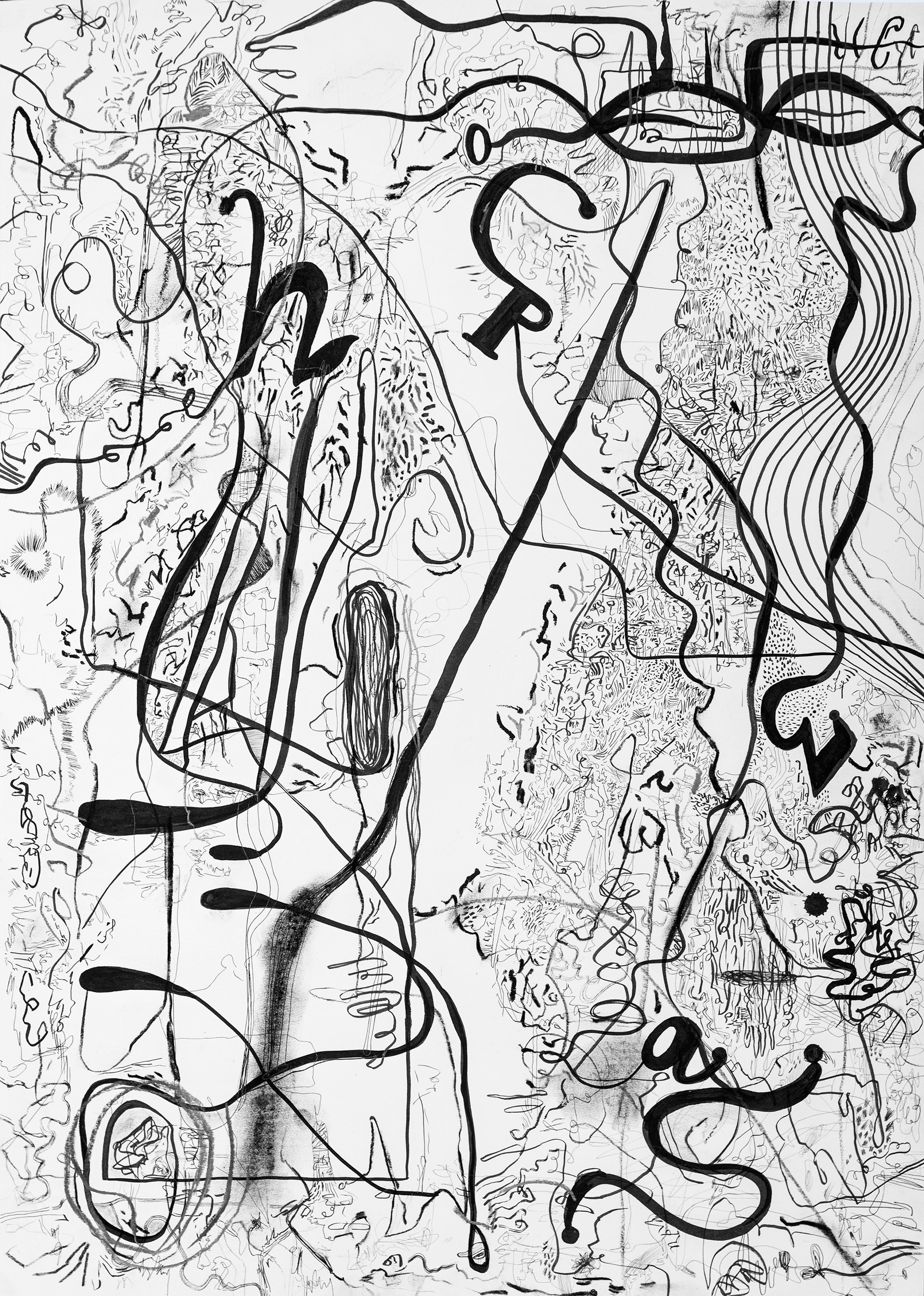 Universe XVIII tinta, grafito y carbonilla sobre papel 50x70