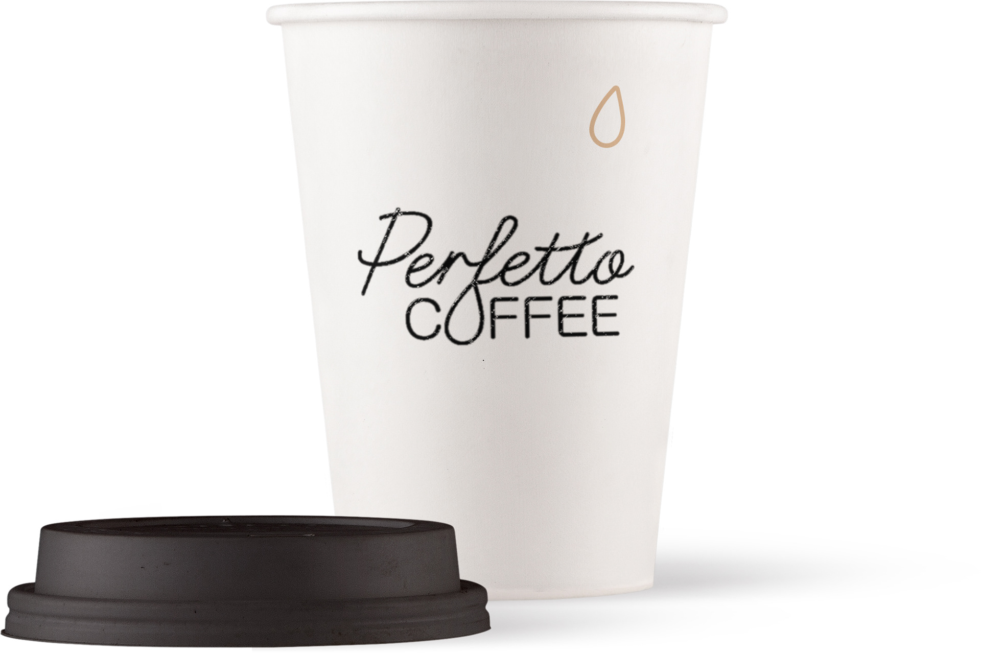 Design with logo of branded take-away coffee cup.