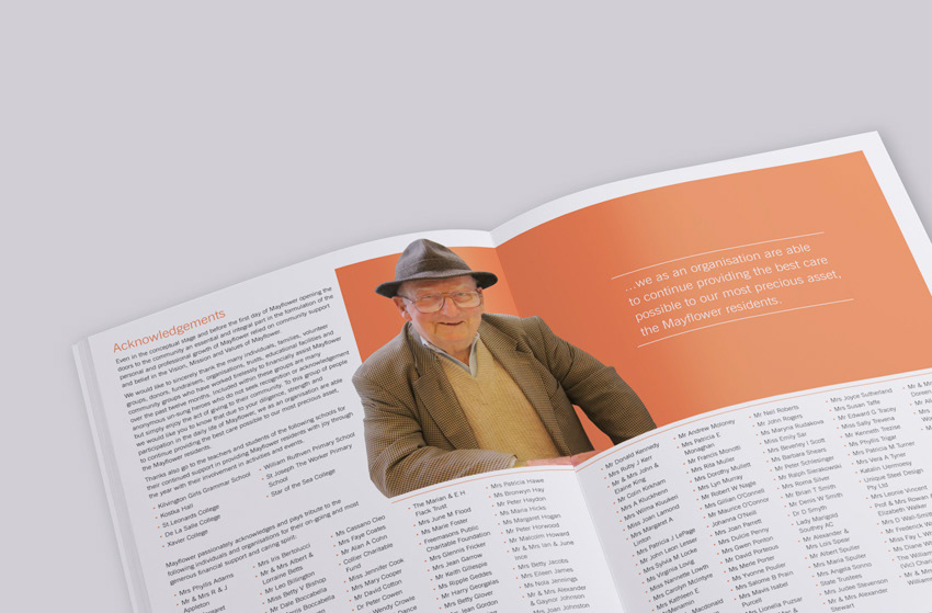 The final spread and 'acknowledgments' page from the annual report.