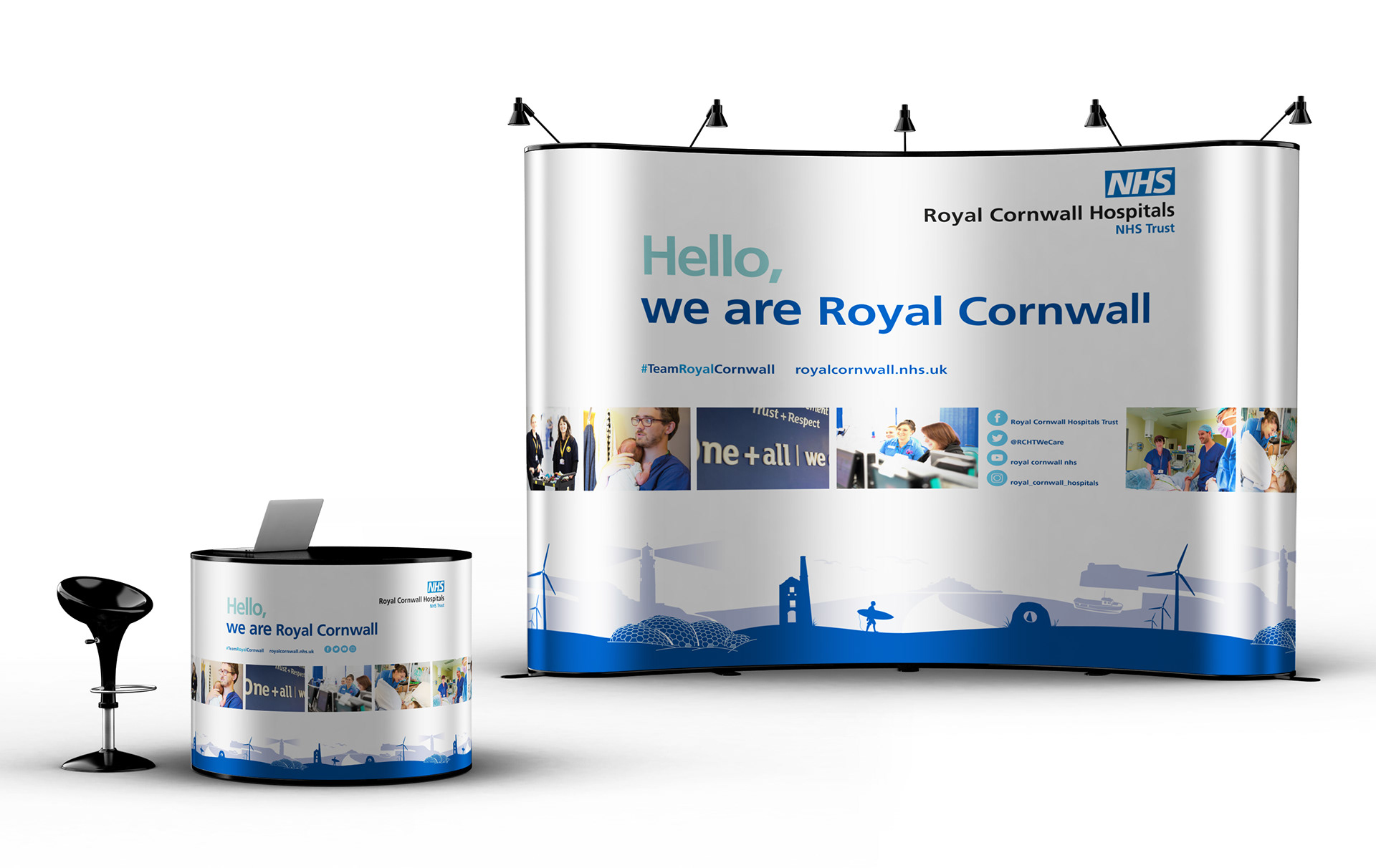 Design of pop up stand and podium for recruitment events