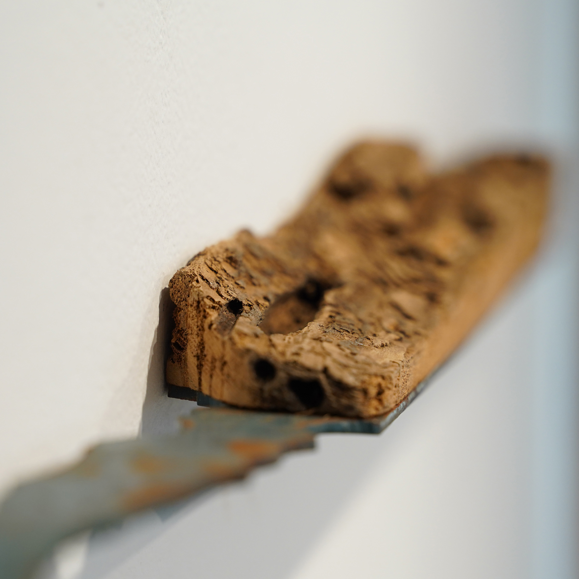 Detail Somewhere Along the Line, We Weren't the Same Wood, steel, paint, rust 58” x 3.5” x 2.4”