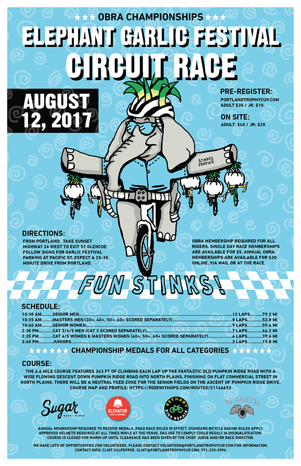 Mary Lytle Design for Elephant Garlic Festival Circuit Race