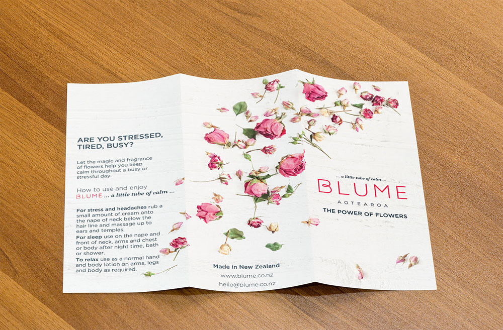Blume brochure outside view