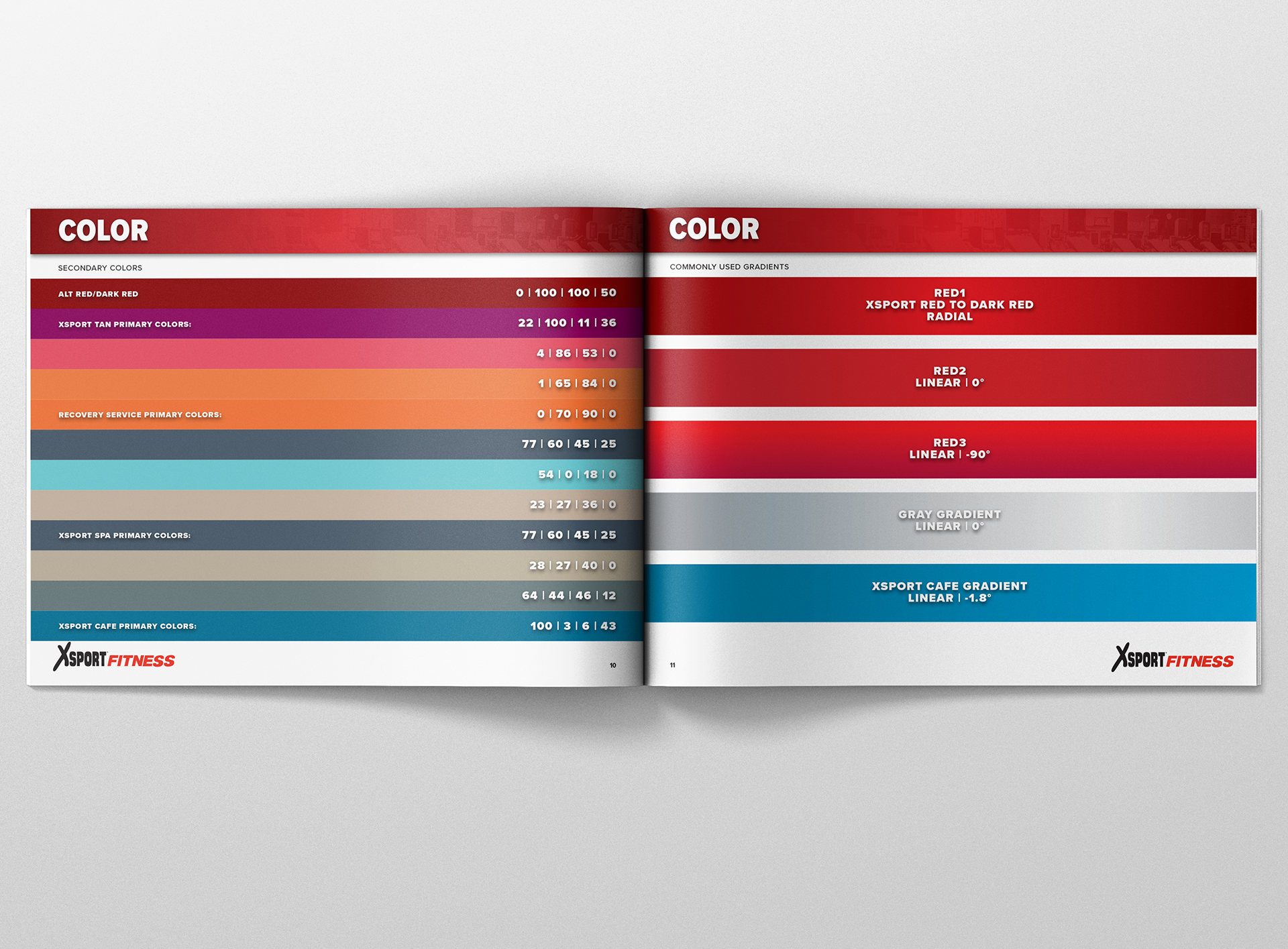 L: Secondary Colors and their uses; R: Gradients used