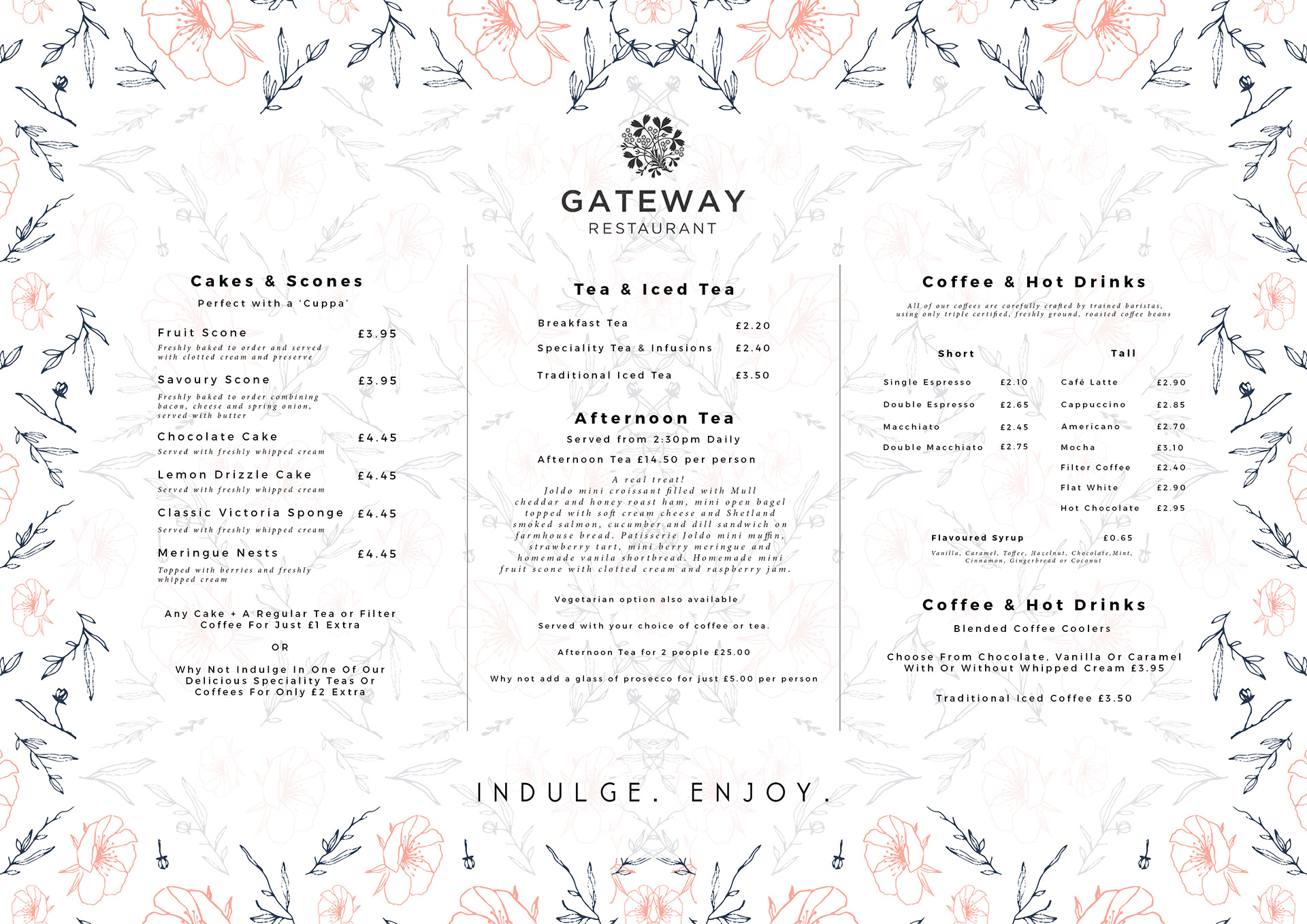 DJC Design - Botanic Garden Menu Design