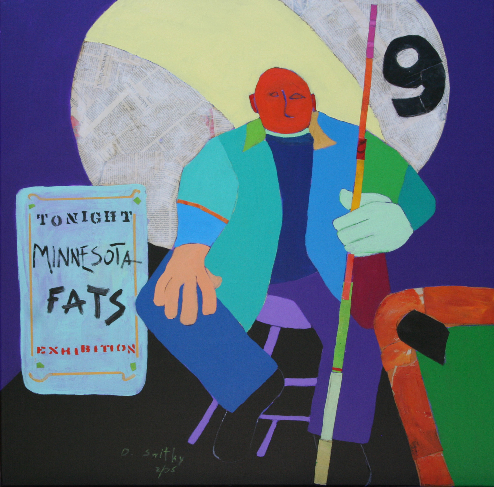 Minnesota Fats | Acrylic and canvas collage on canvas | 36x36"